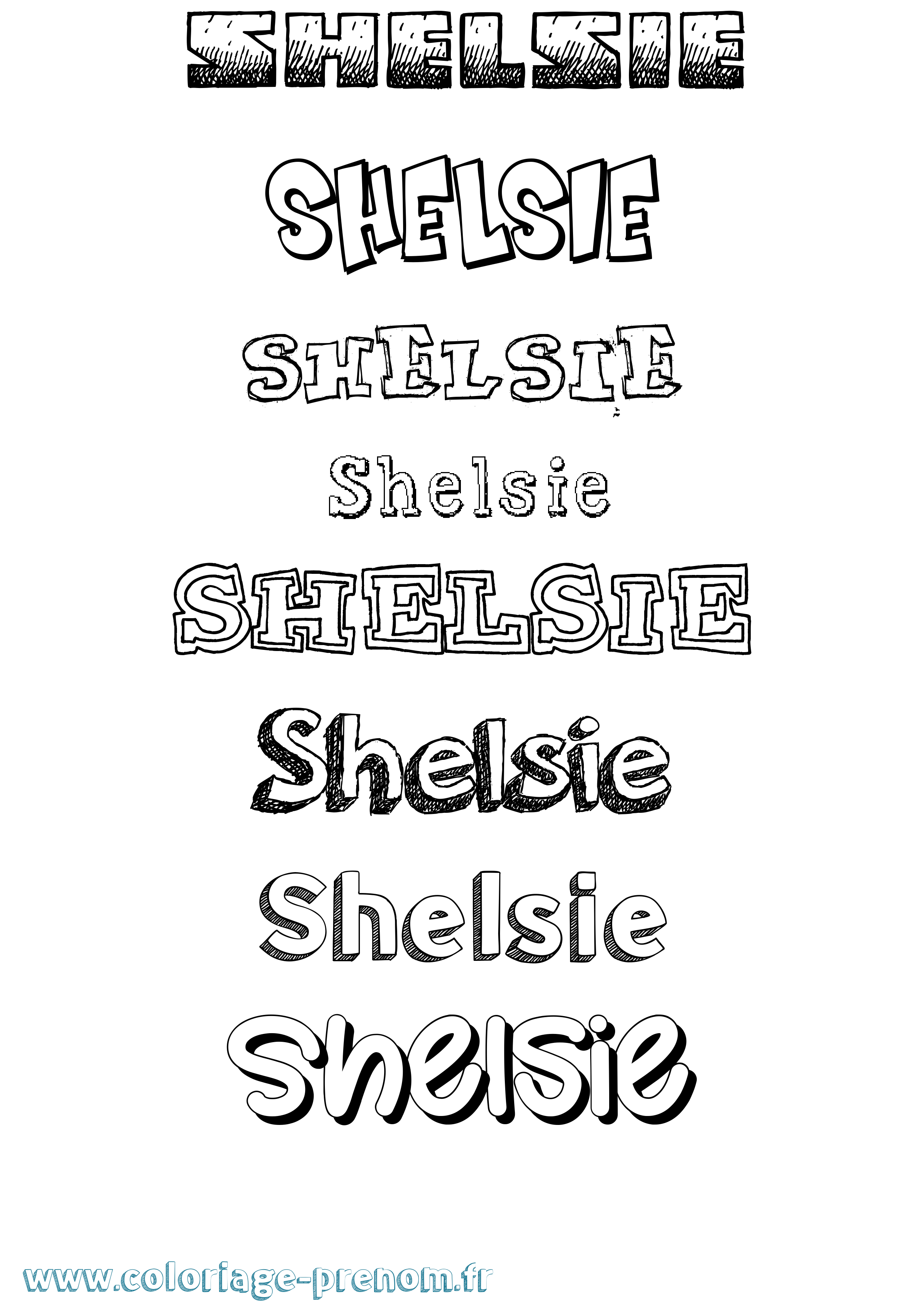 Coloriage Shelsie Dessiné Coloriage prénom Shelsie Dessiné