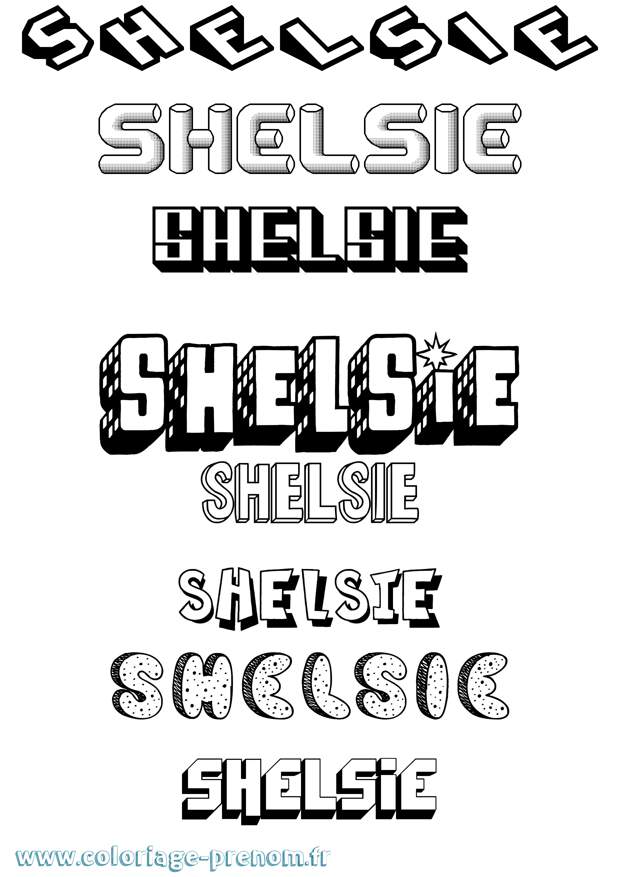 Coloriage Shelsie Effet 3D Coloriage prénom Shelsie Effet 3D
