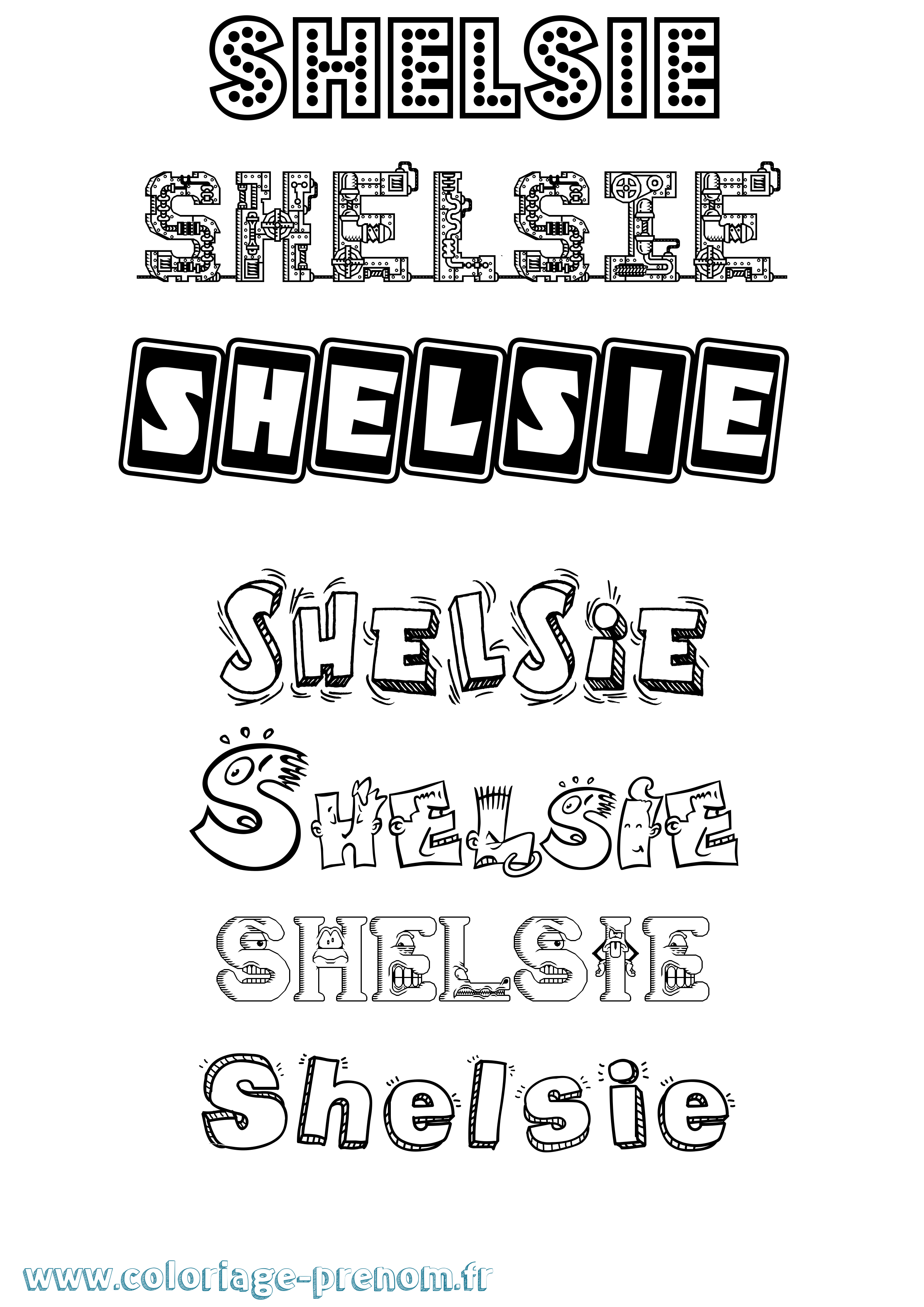 Coloriage Shelsie Fun Coloriage prénom Shelsie Fun