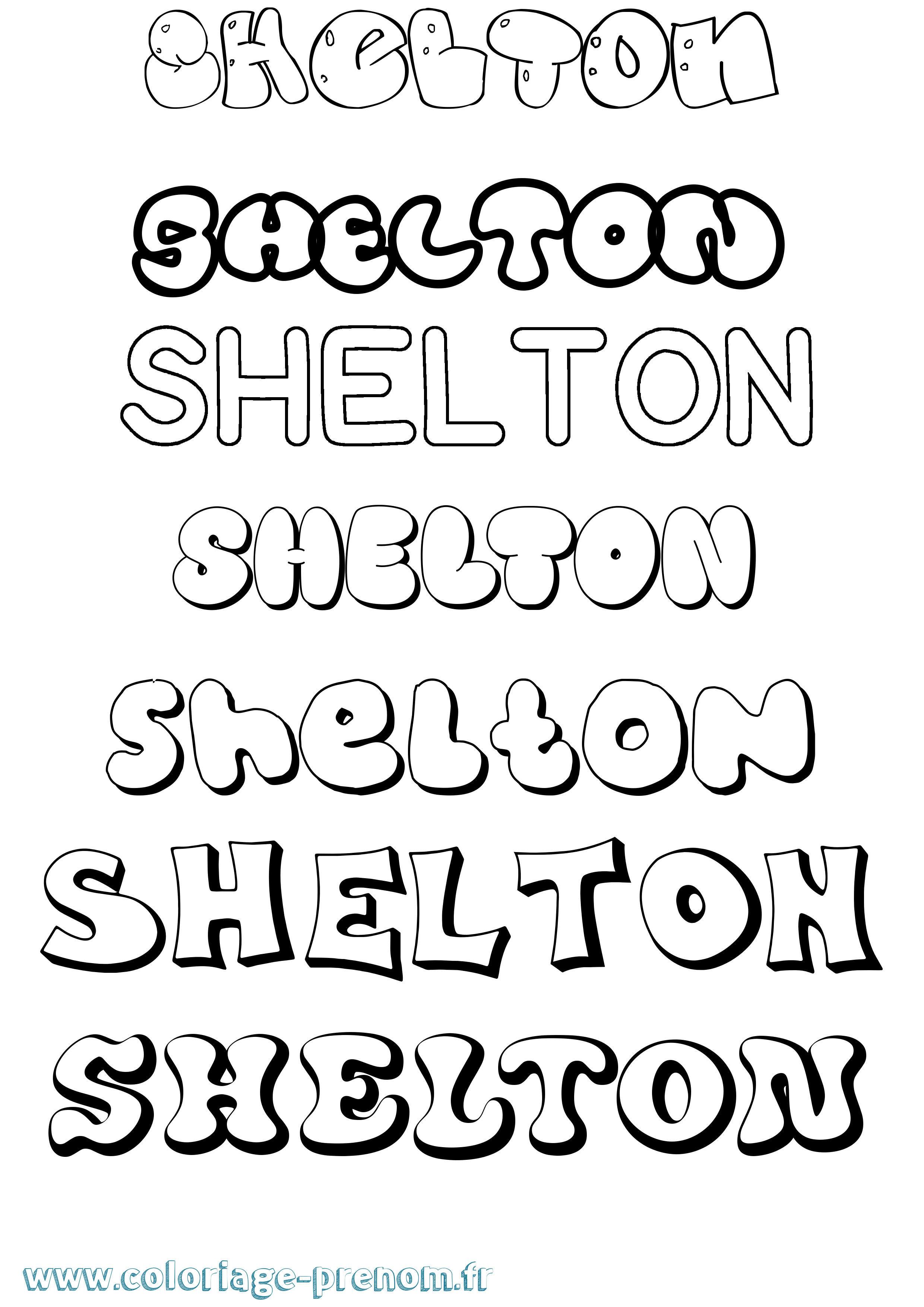 Coloriage Shelton Bubble Coloriage prénom Shelton Bubble