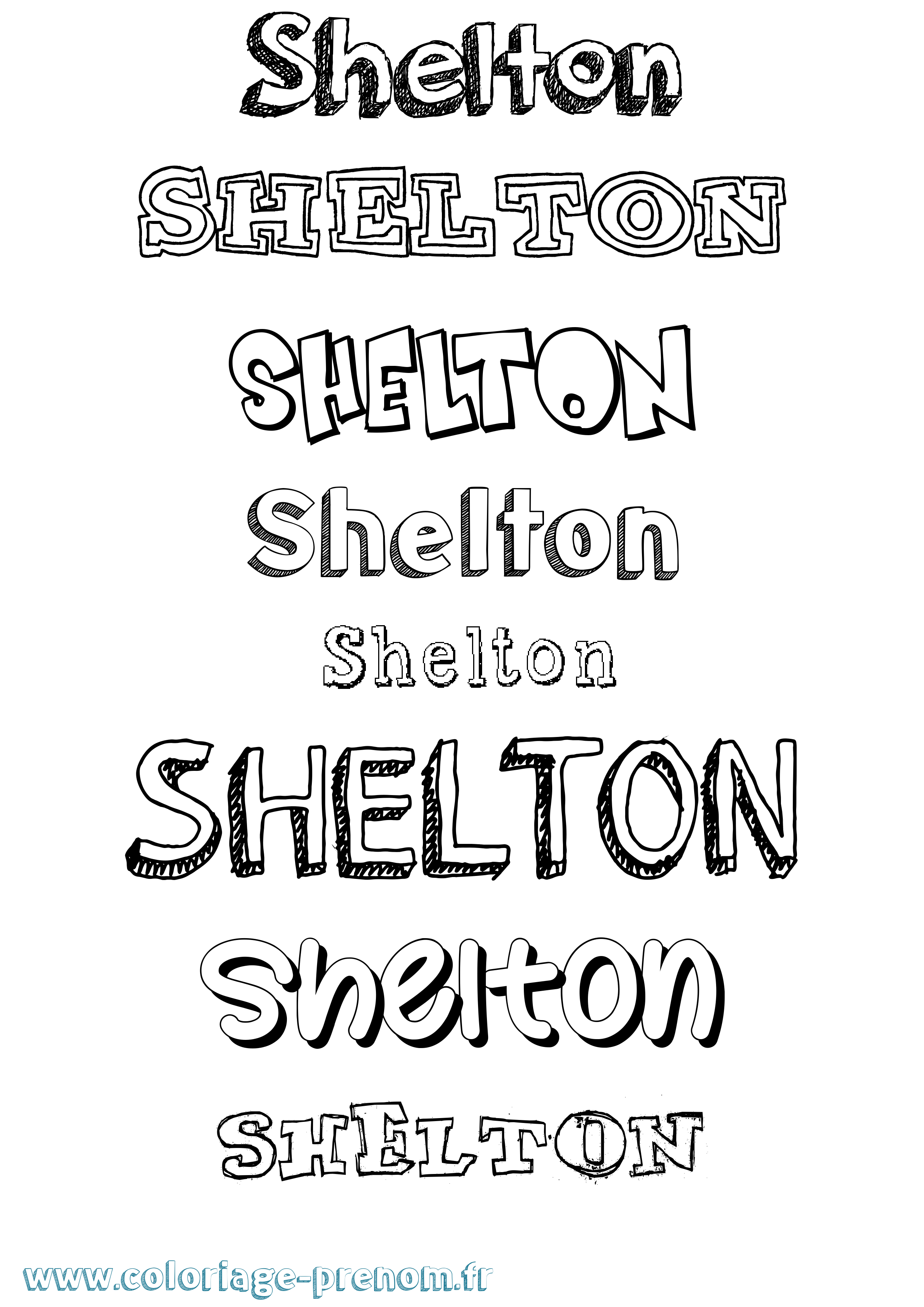 Coloriage Shelton Dessiné Coloriage prénom Shelton Dessiné