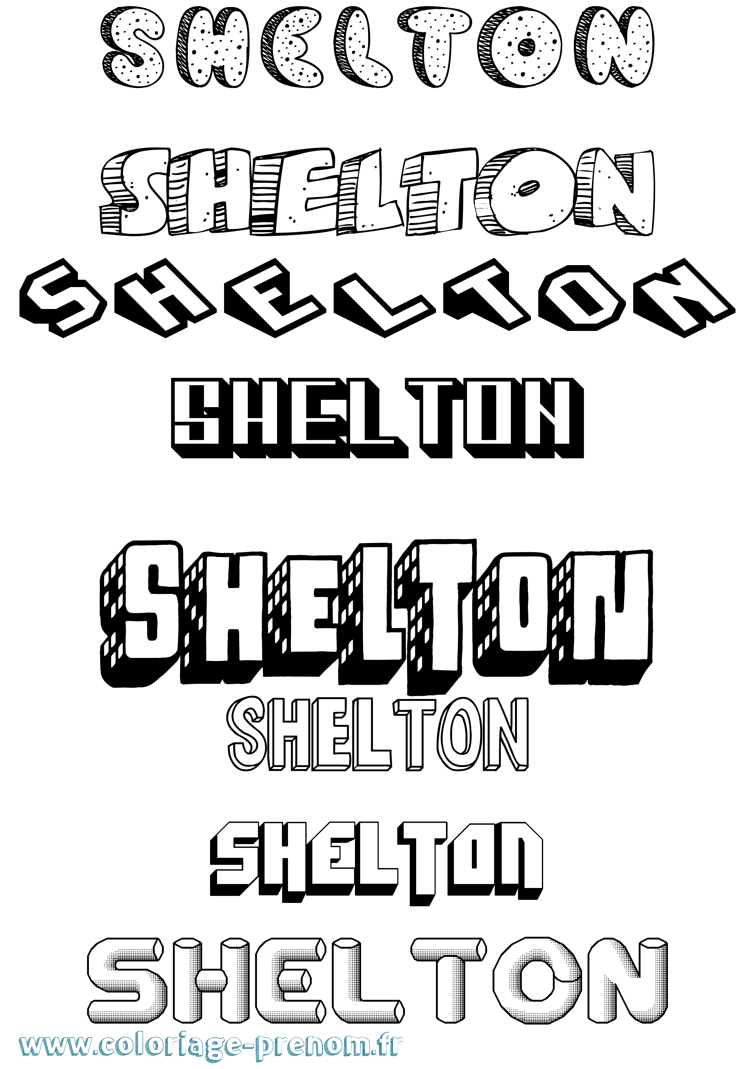 Coloriage Shelton Effet 3D Coloriage prénom Shelton Effet 3D