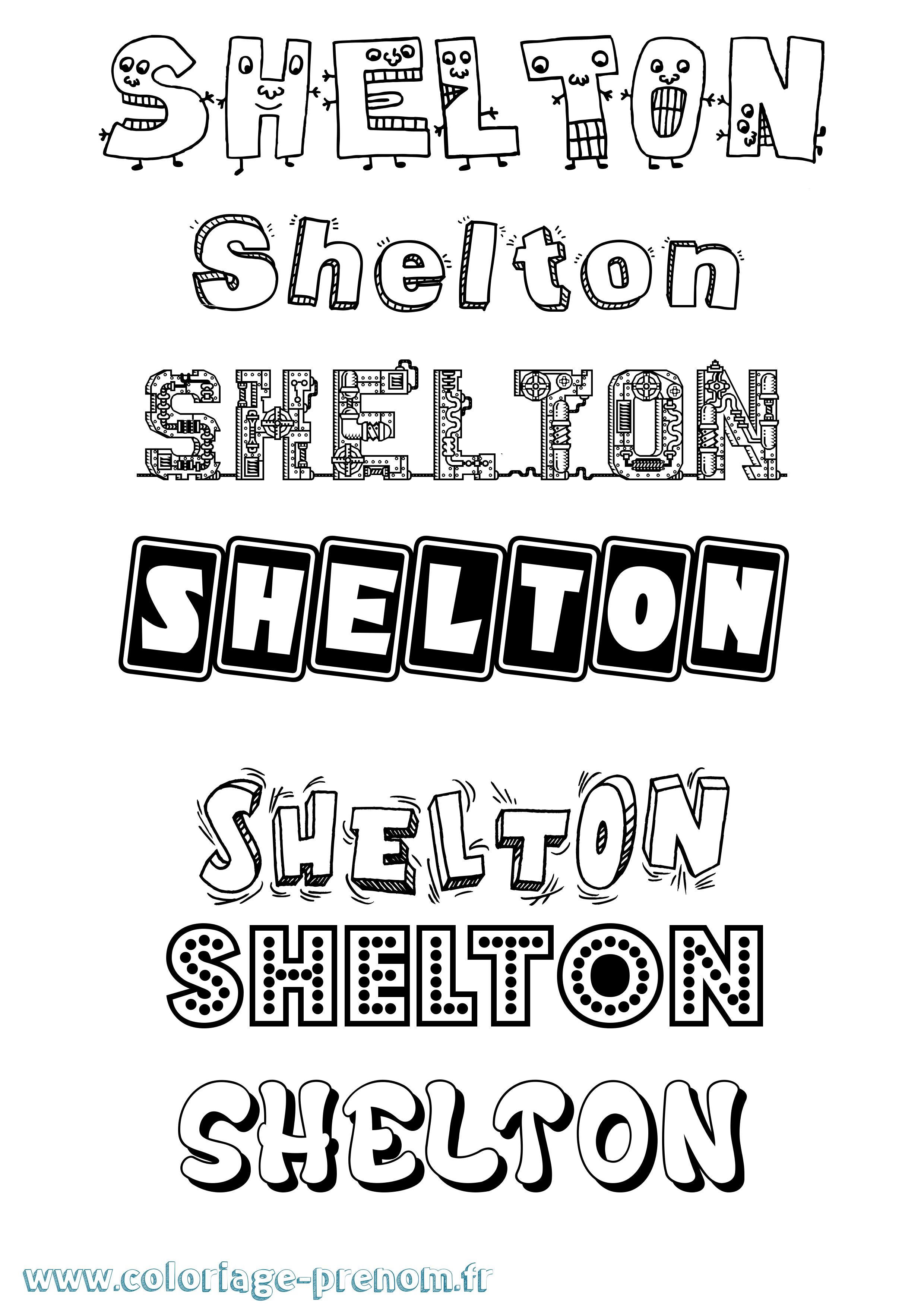 Coloriage Shelton Fun Coloriage prénom Shelton Fun