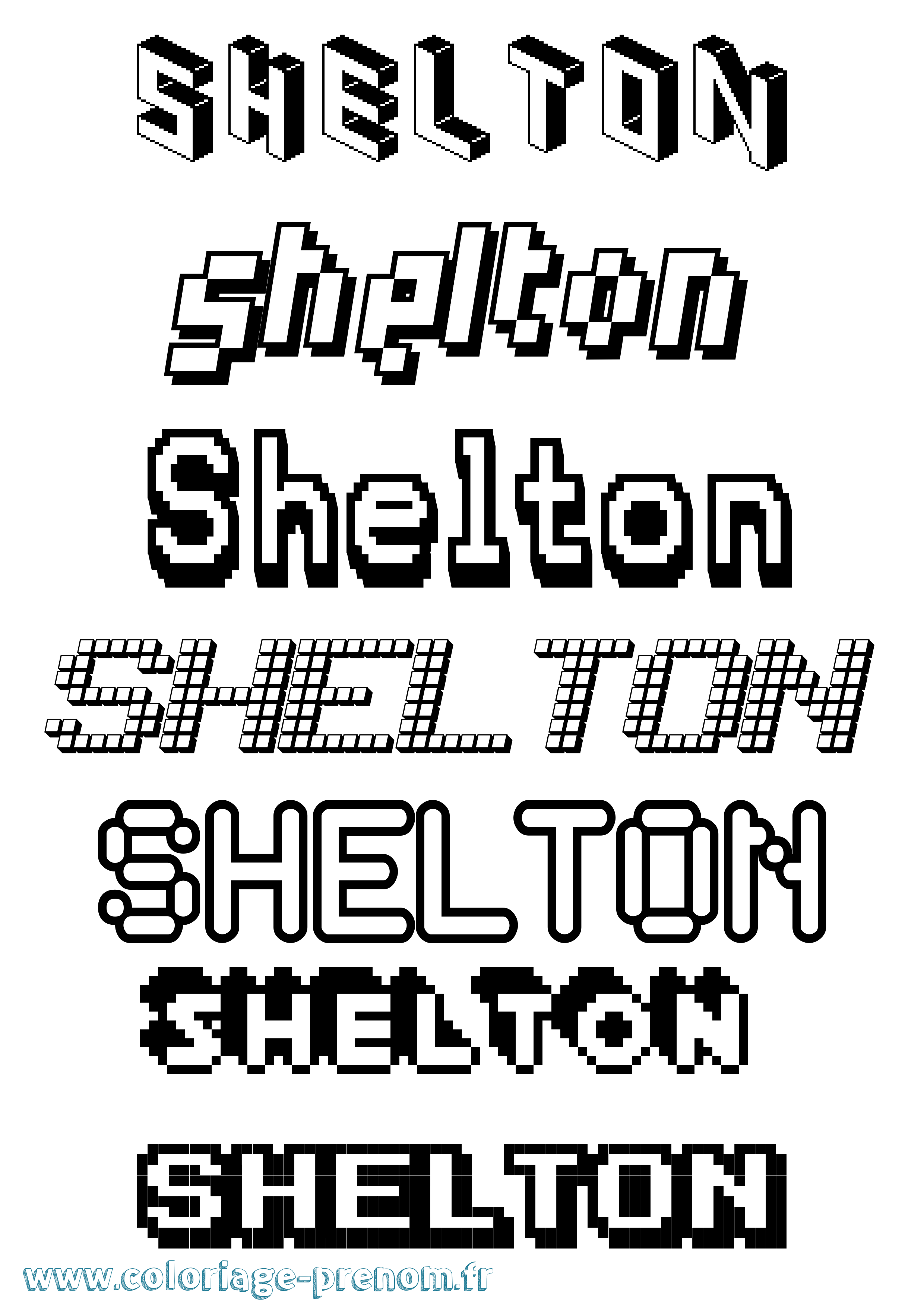 Coloriage Shelton Pixel Coloriage prénom Shelton Pixel