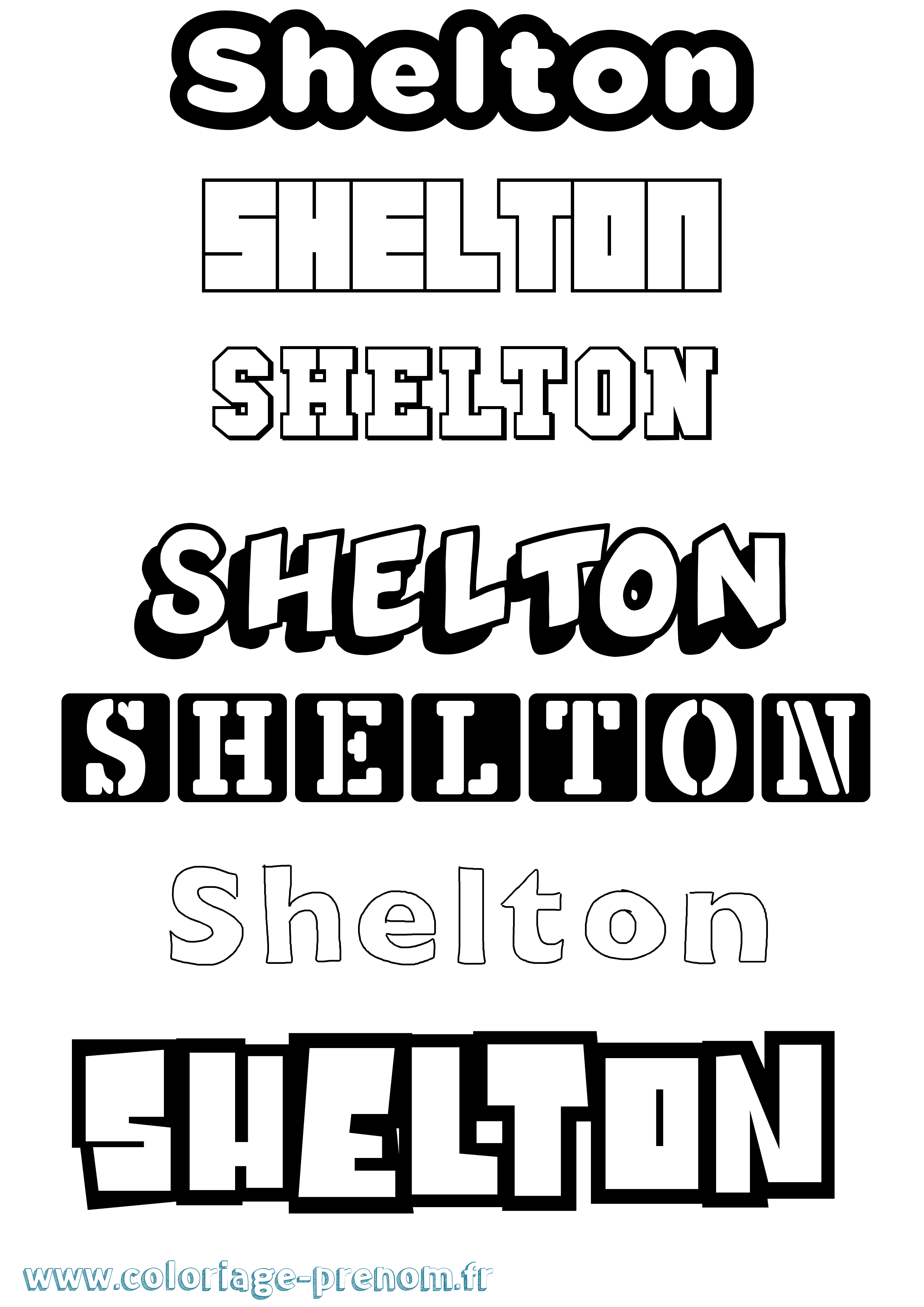 Coloriage Shelton Simple Coloriage prénom Shelton Simple