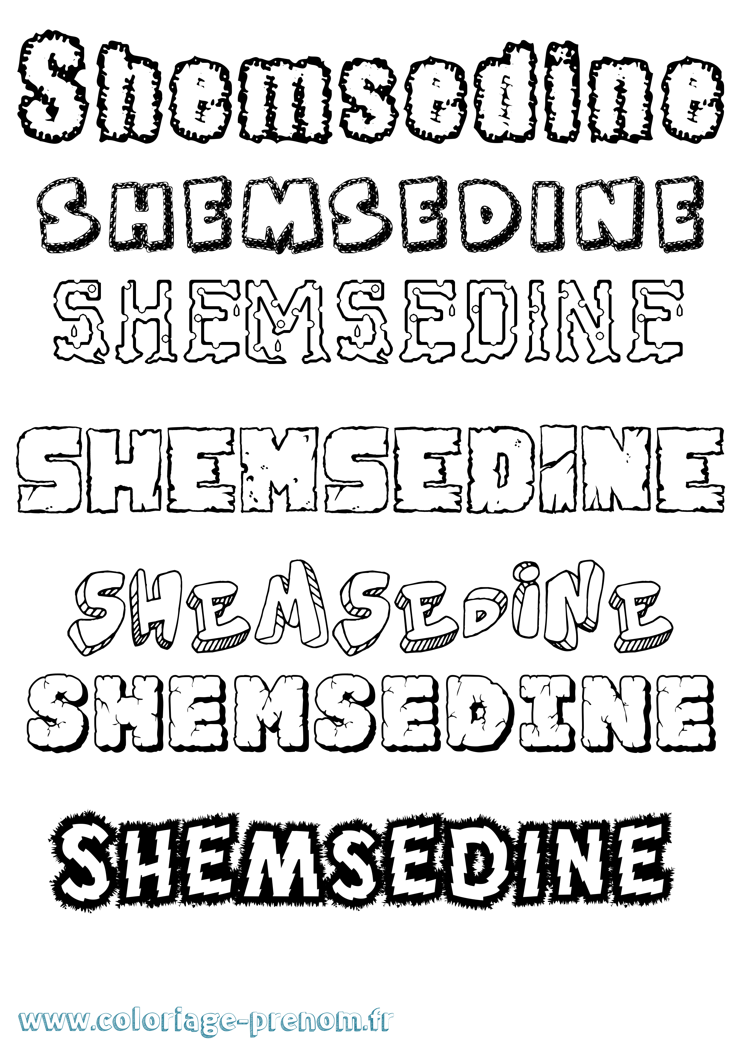 Coloriage Shemsedine Destructuré Coloriage prénom Shemsedine Destructuré