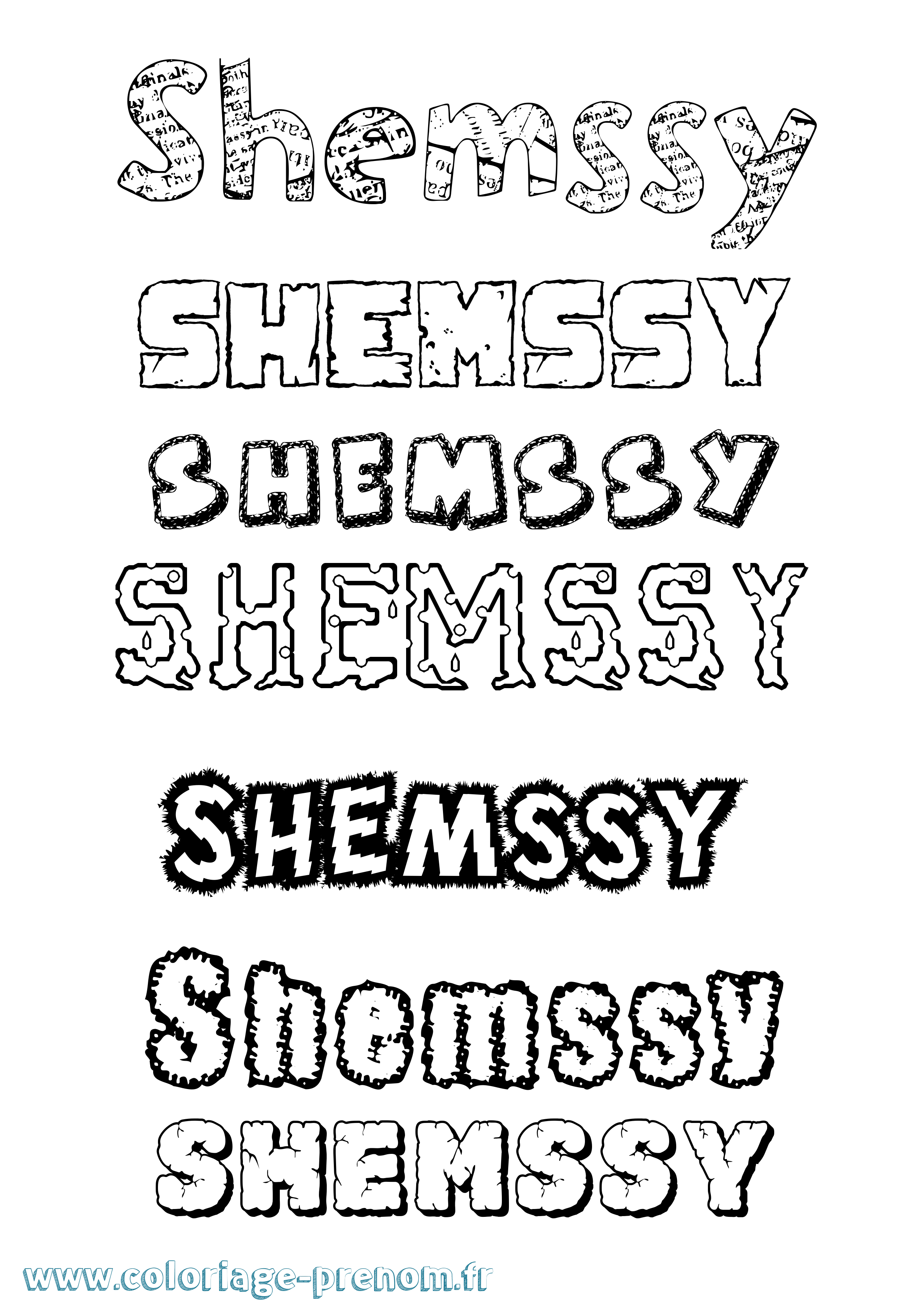 Coloriage Shemssy Destructuré Coloriage prénom Shemssy Destructuré