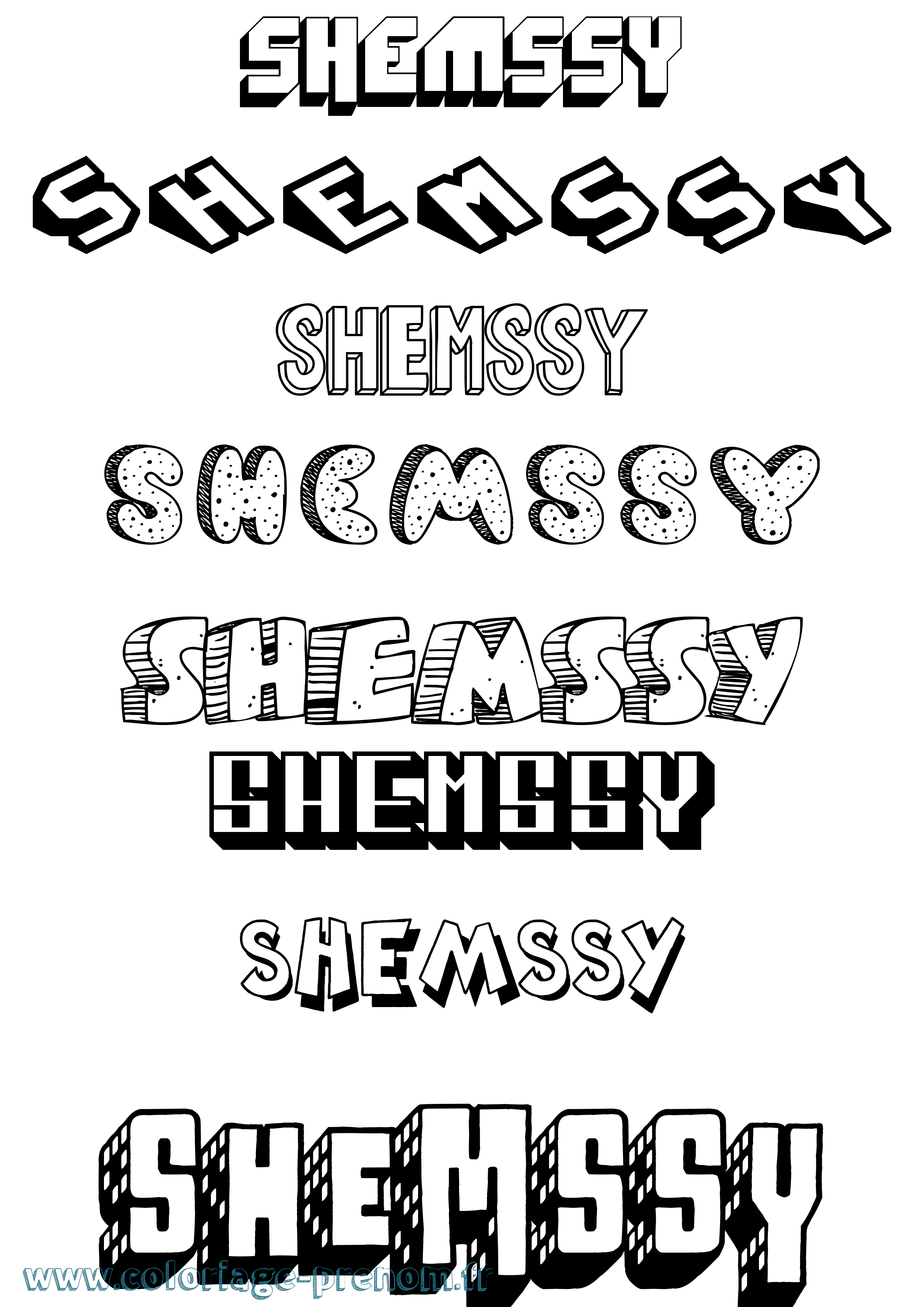 Coloriage Shemssy Effet 3D Coloriage prénom Shemssy Effet 3D