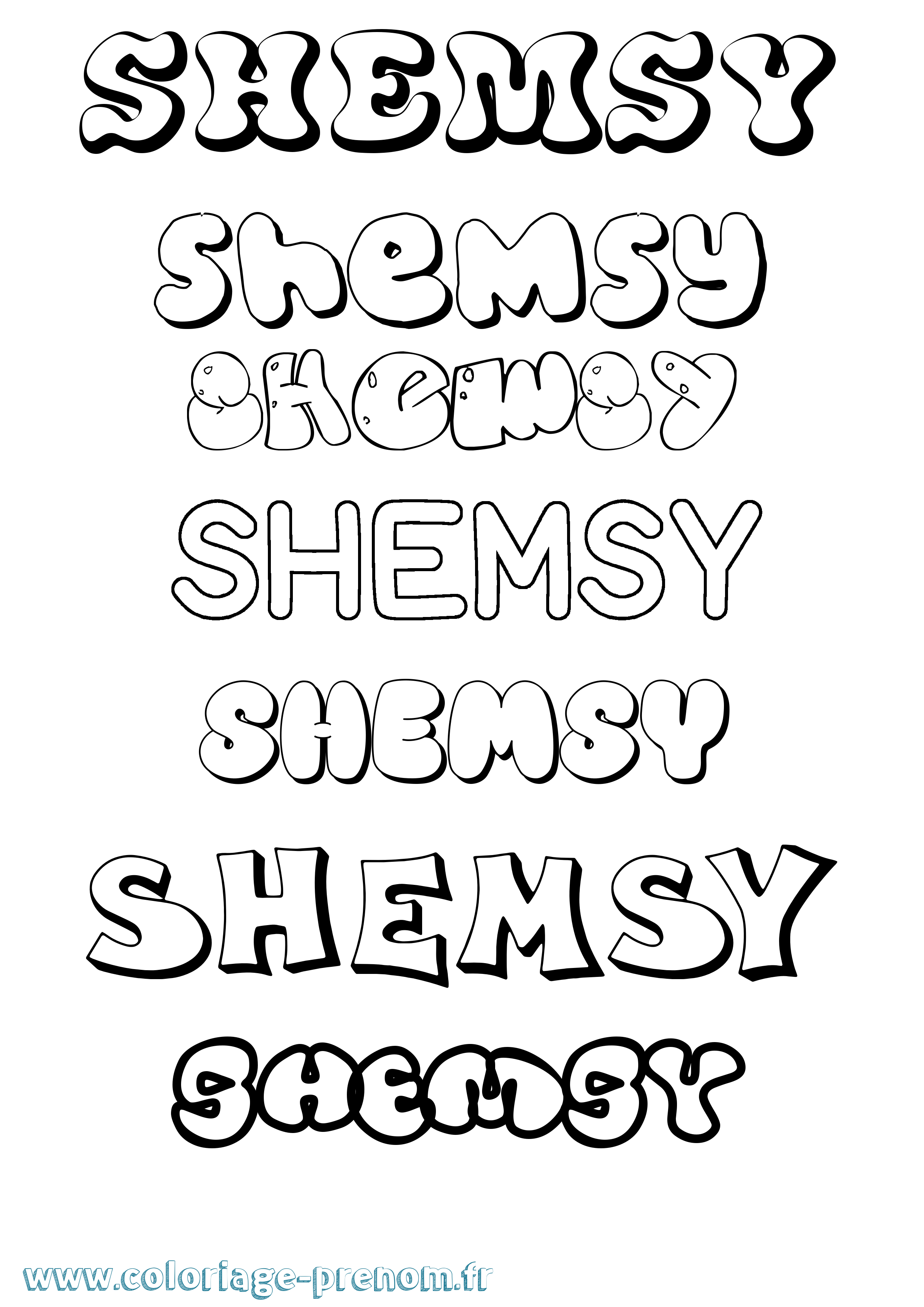 Coloriage Shemsy Bubble Coloriage prénom Shemsy Bubble