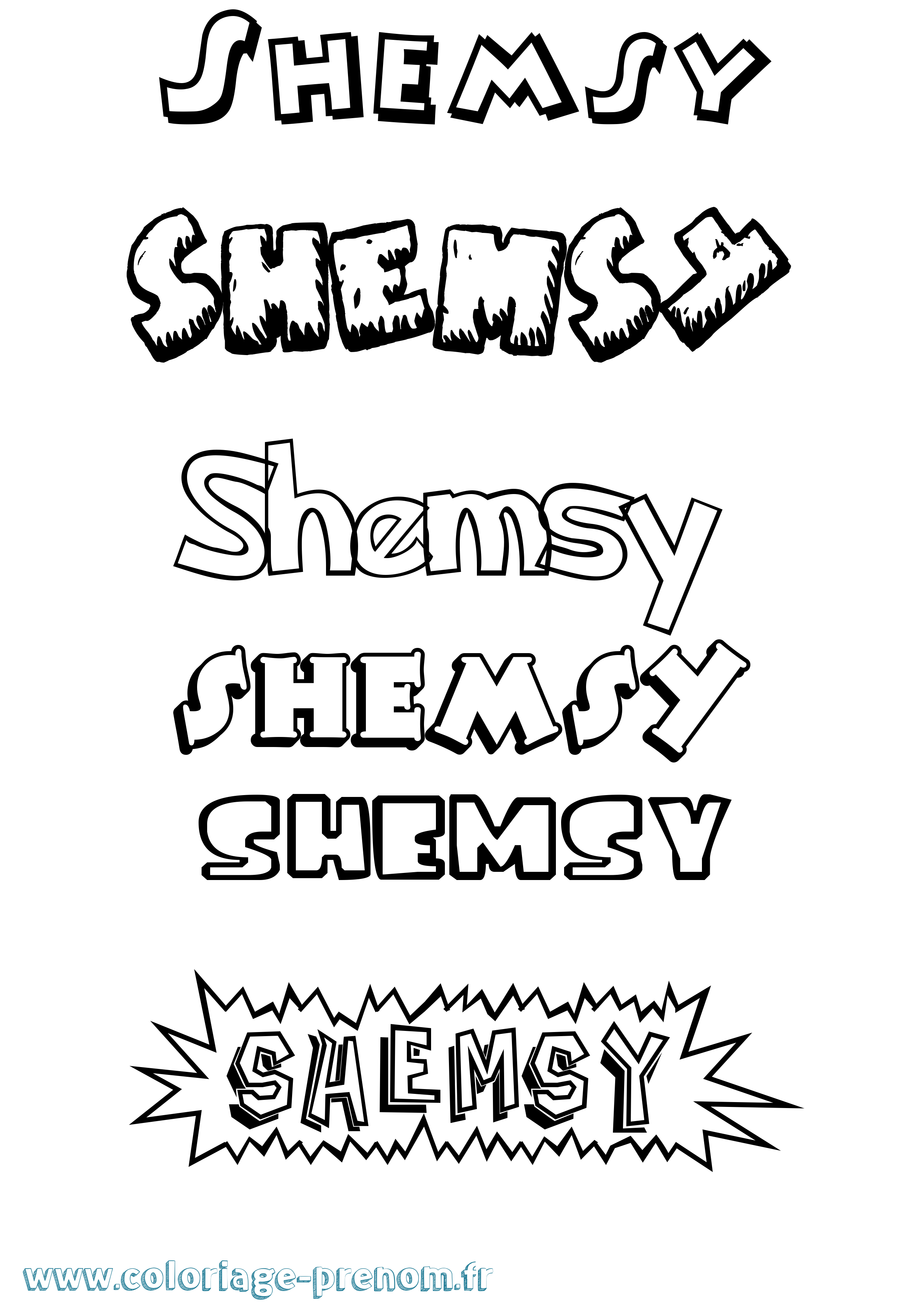 Coloriage Shemsy Dessin Animé Coloriage prénom Shemsy Dessin Animé