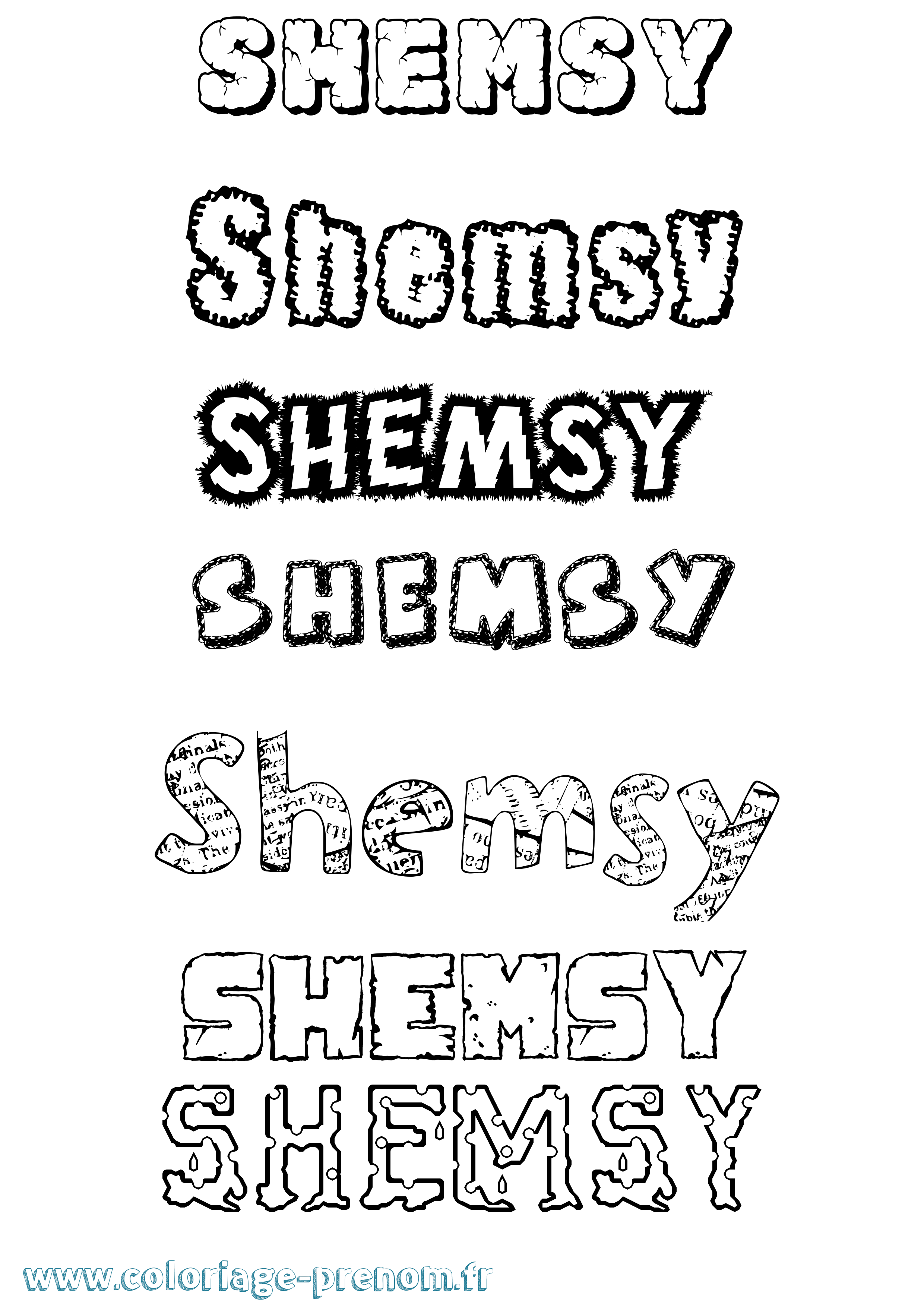 Coloriage Shemsy Destructuré Coloriage prénom Shemsy Destructuré