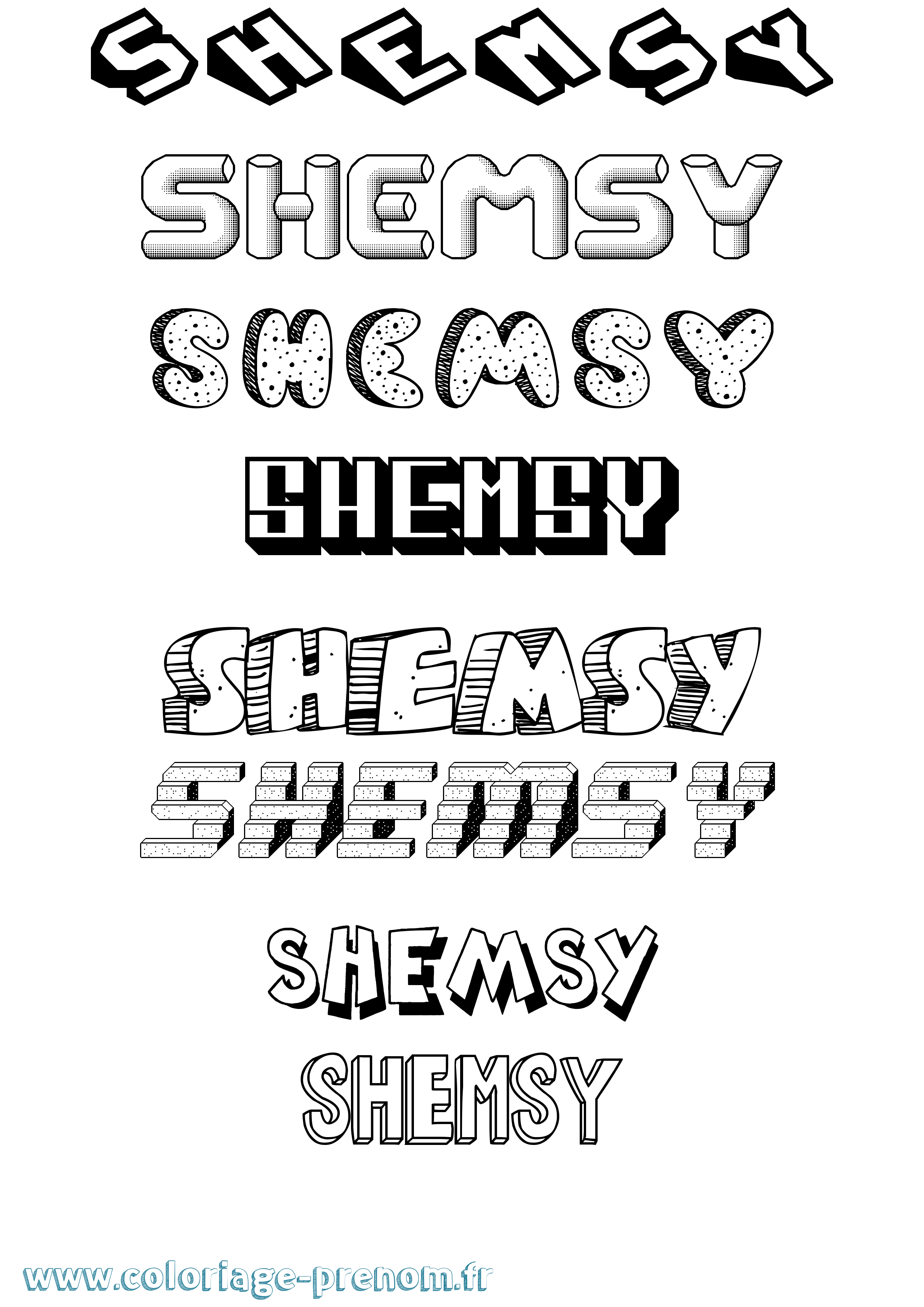 Coloriage Shemsy Effet 3D Coloriage prénom Shemsy Effet 3D