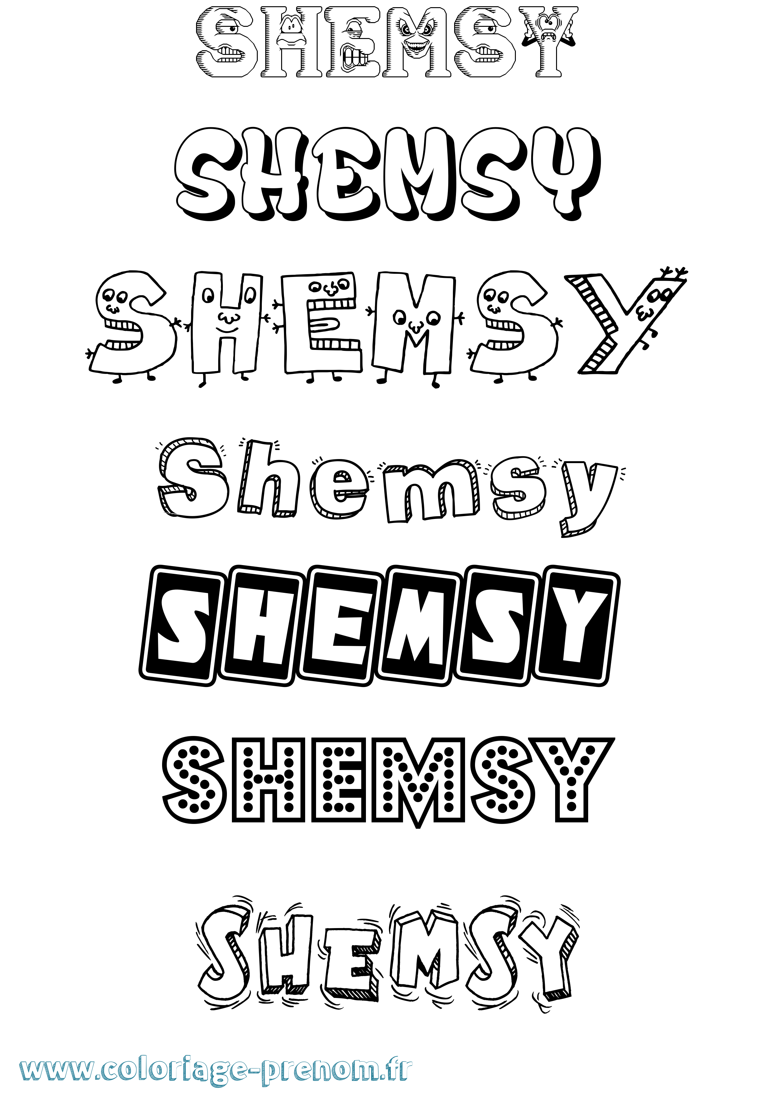 Coloriage Shemsy Fun Coloriage prénom Shemsy Fun