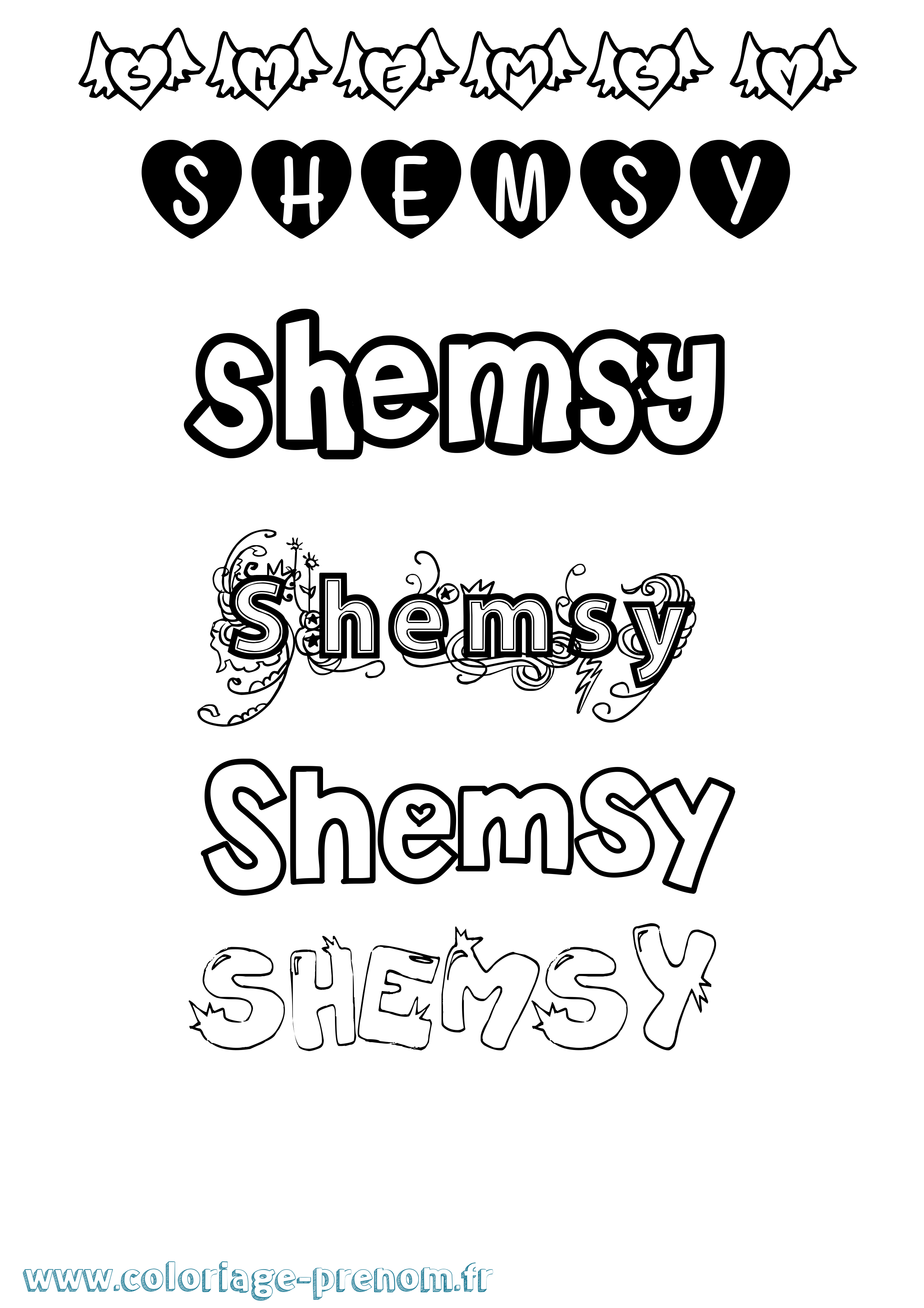 Coloriage Shemsy Girly Coloriage prénom Shemsy Girly