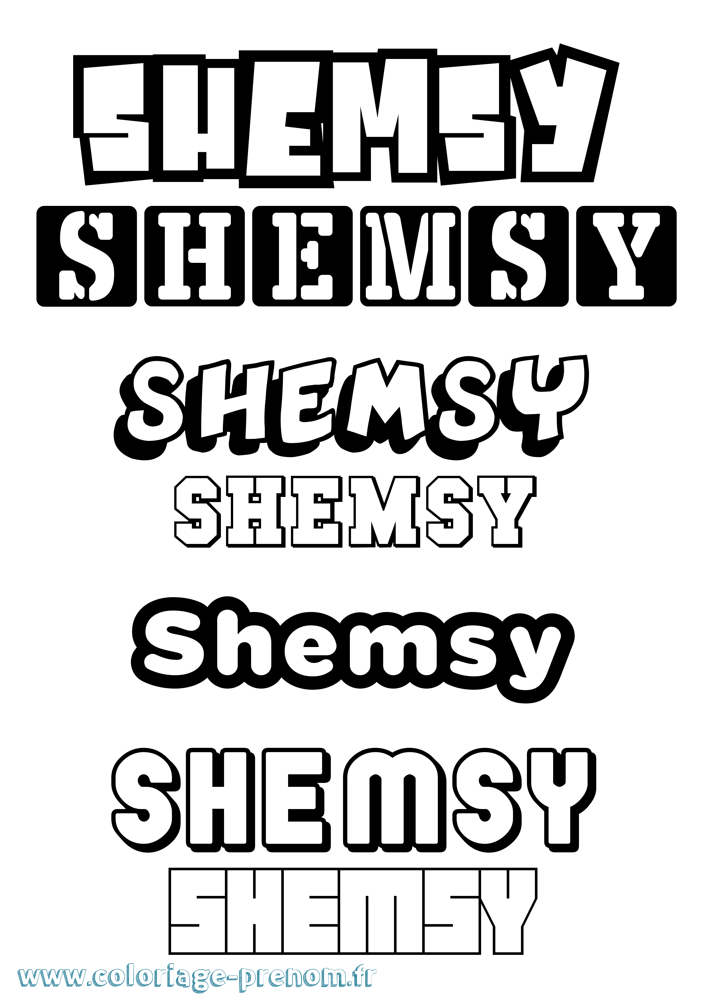 Coloriage Shemsy Simple Coloriage prénom Shemsy Simple