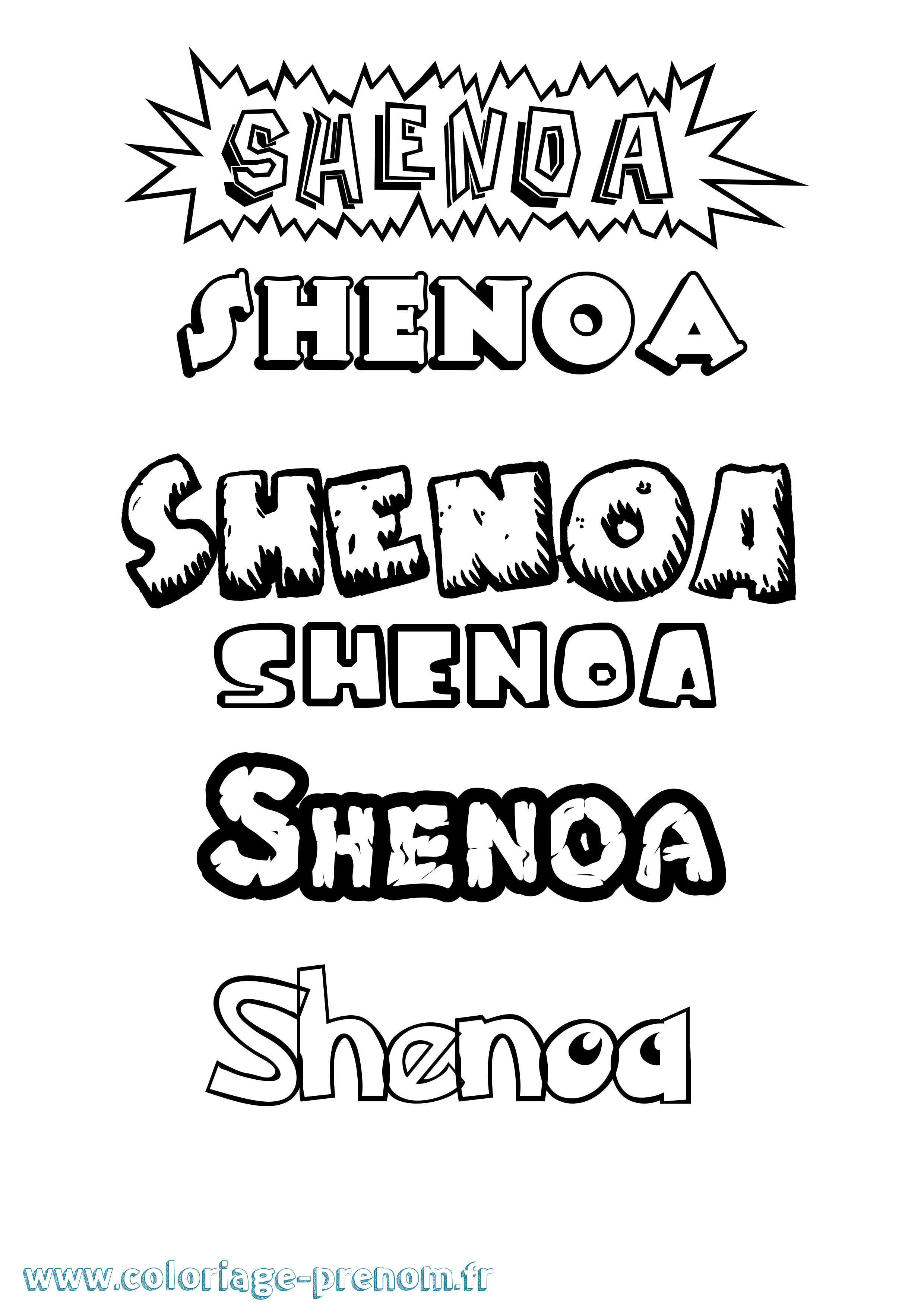 Coloriage Shenoa Dessin Animé Coloriage prénom Shenoa Dessin Animé