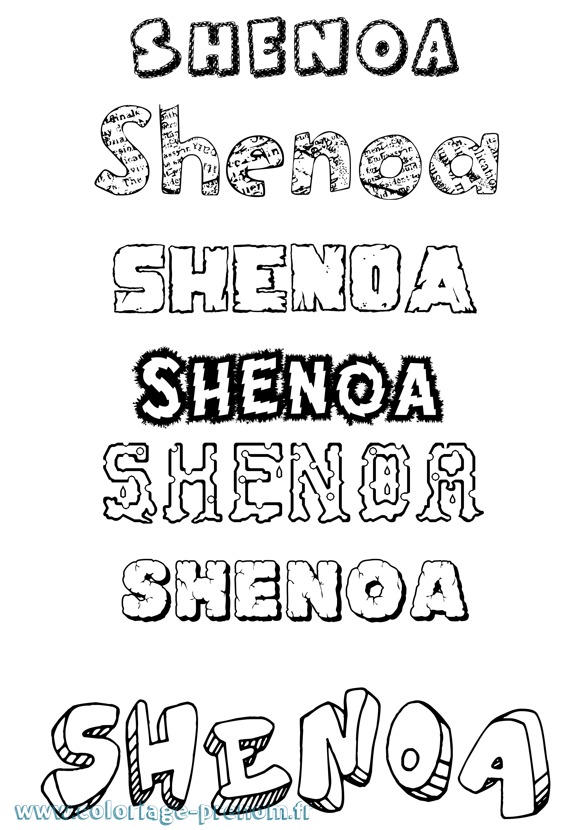Coloriage Shenoa Destructuré Coloriage prénom Shenoa Destructuré
