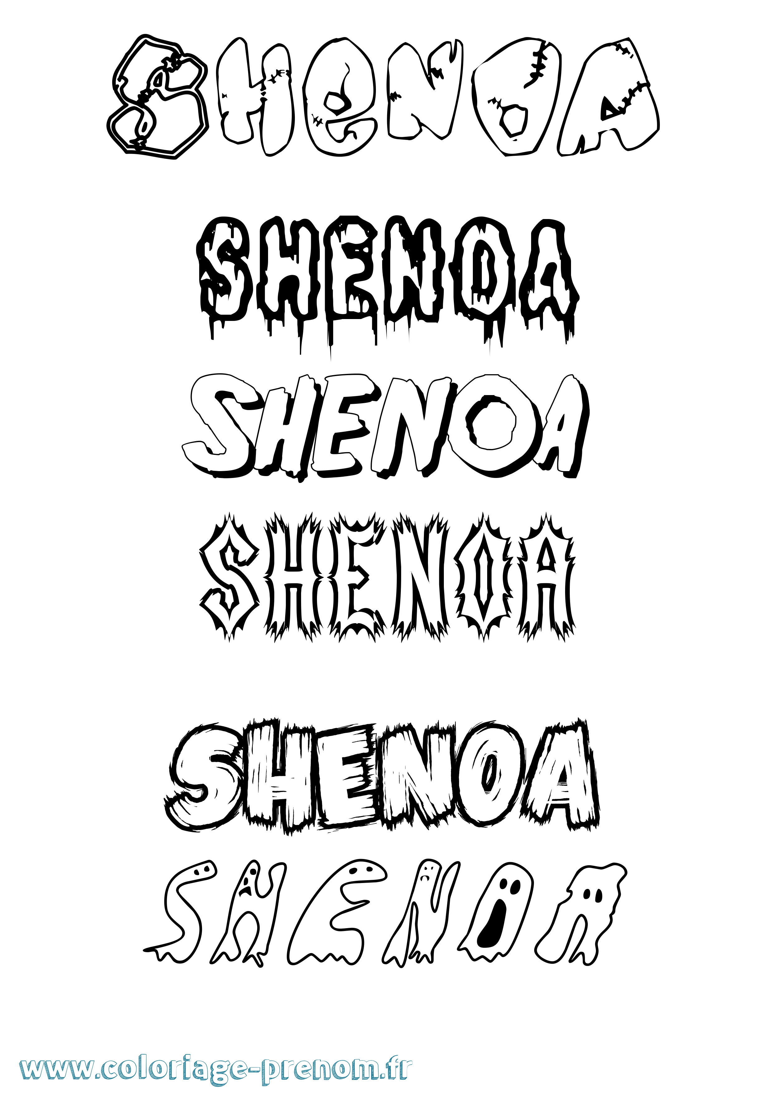 Coloriage Shenoa Frisson Coloriage prénom Shenoa Frisson