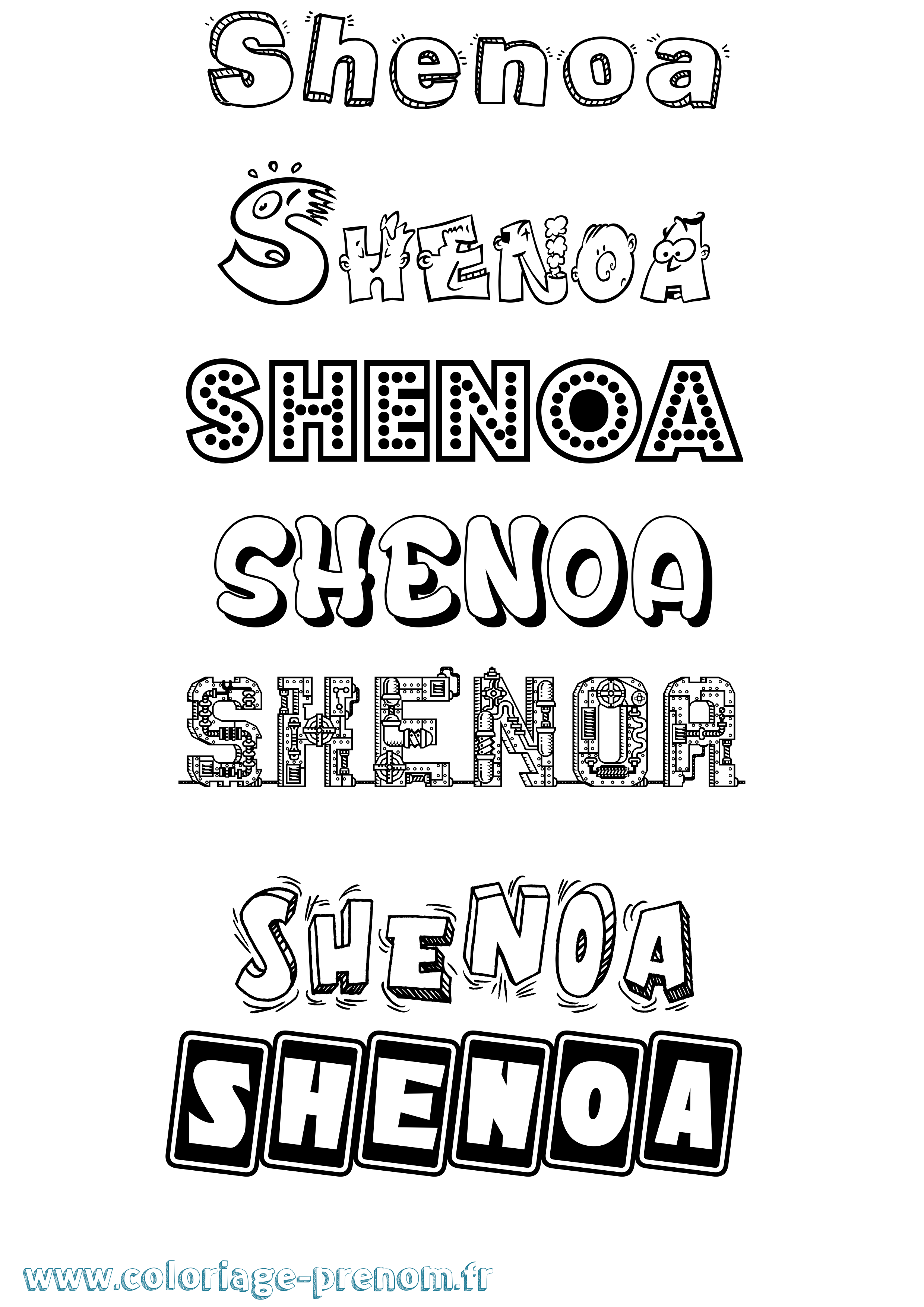 Coloriage Shenoa Fun Coloriage prénom Shenoa Fun