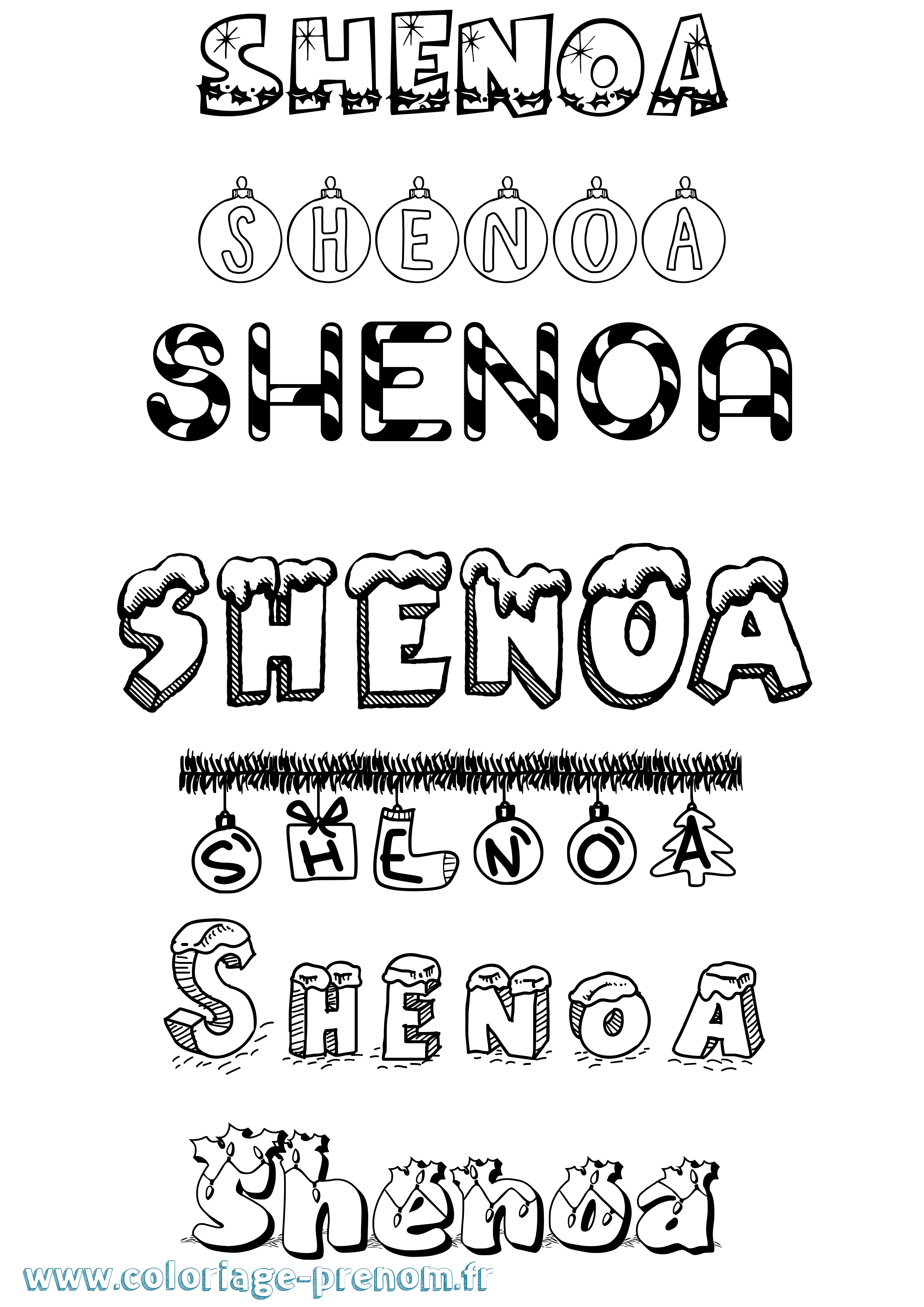 Coloriage Shenoa Noël Coloriage prénom Shenoa Noël