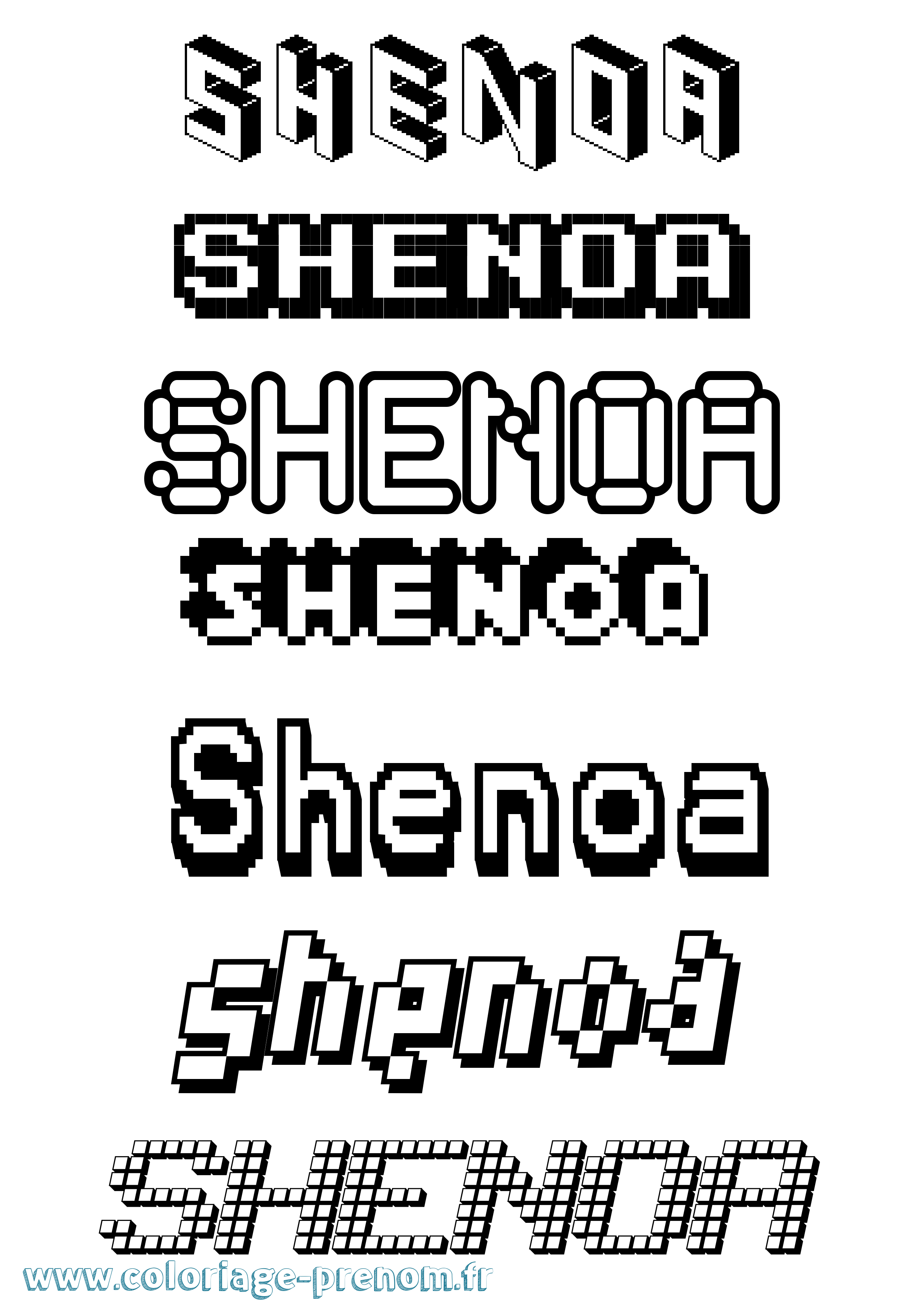 Coloriage Shenoa Pixel Coloriage prénom Shenoa Pixel