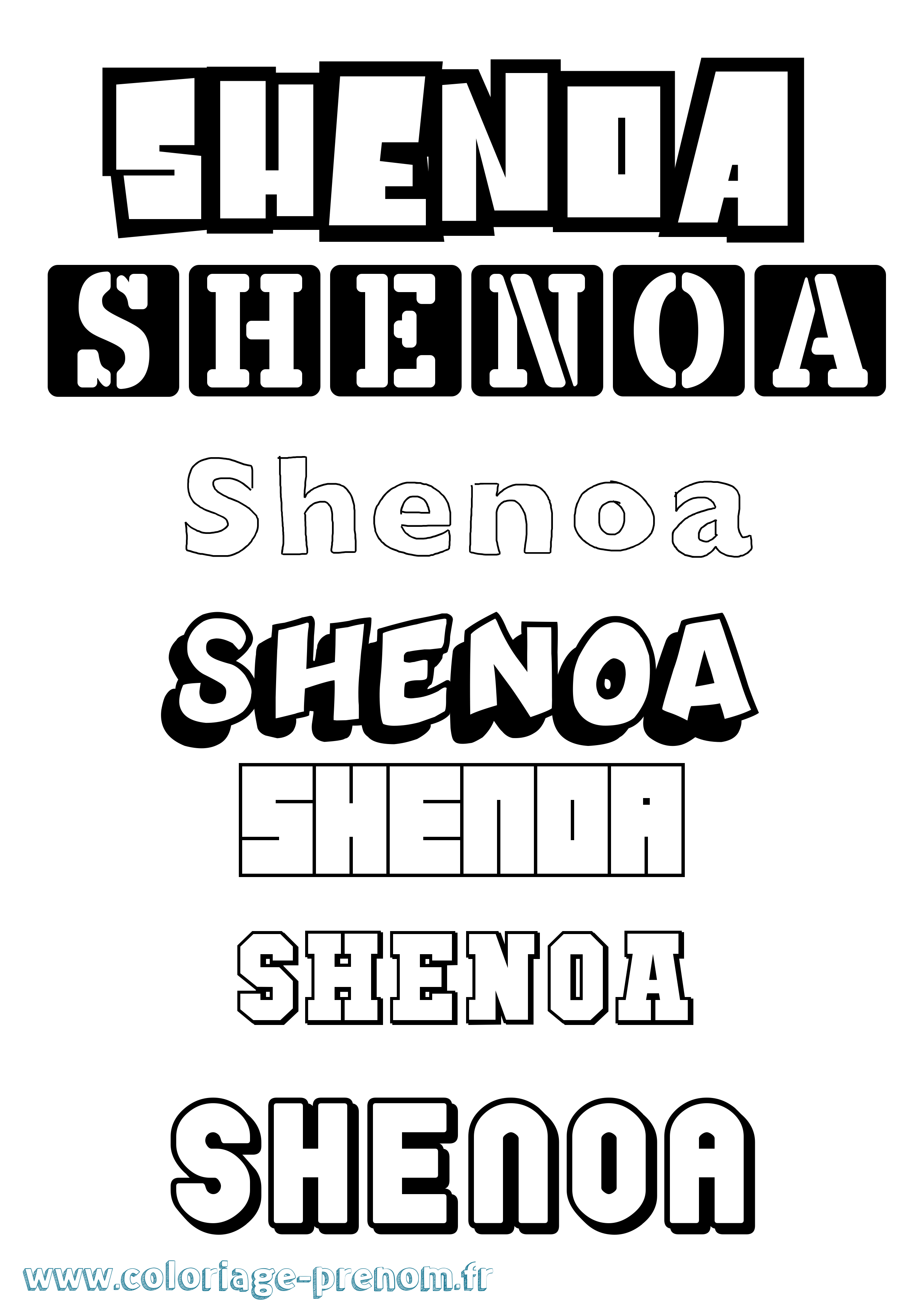 Coloriage Shenoa Simple Coloriage prénom Shenoa Simple