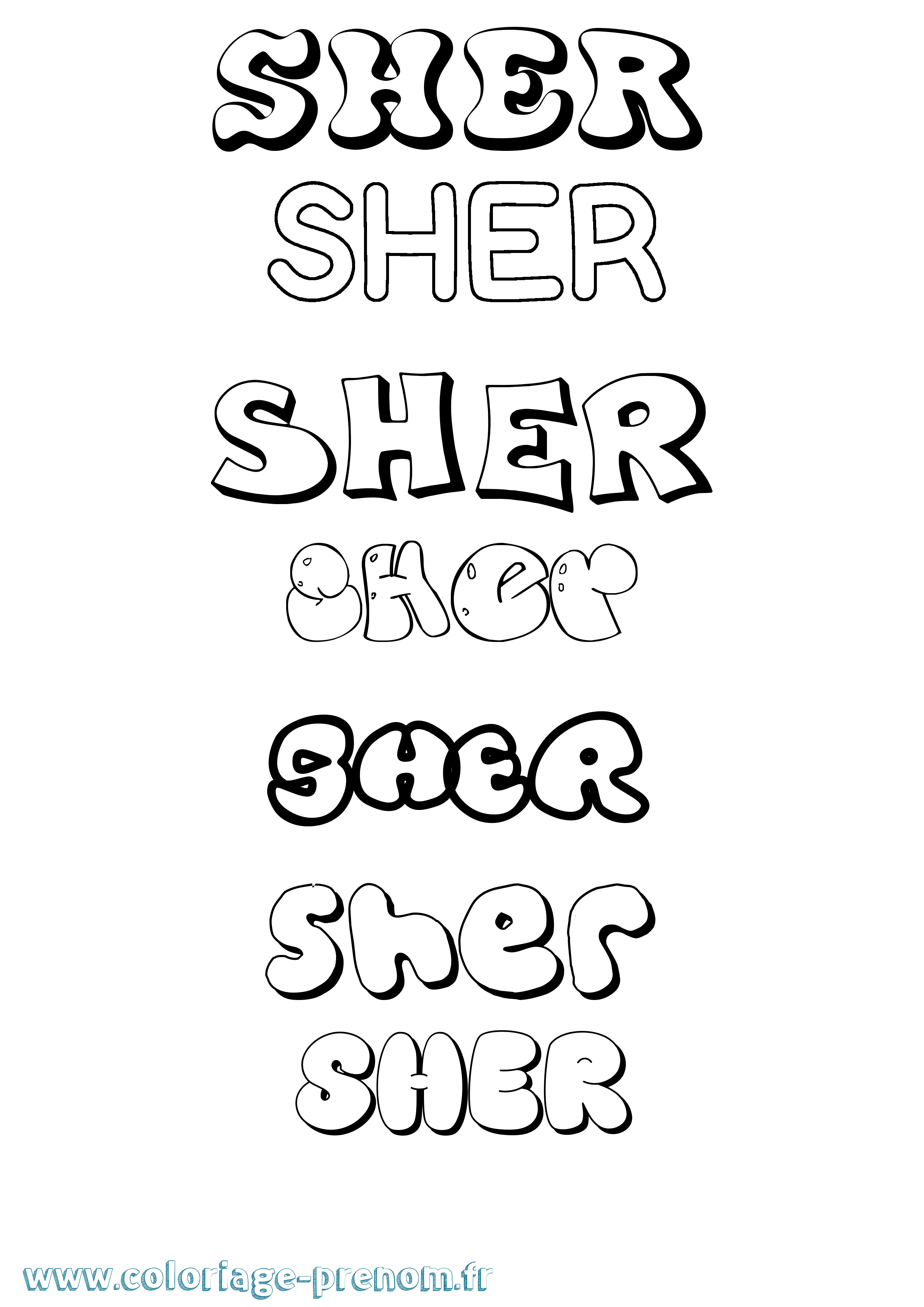 Coloriage Sher Bubble Coloriage prénom Sher Bubble
