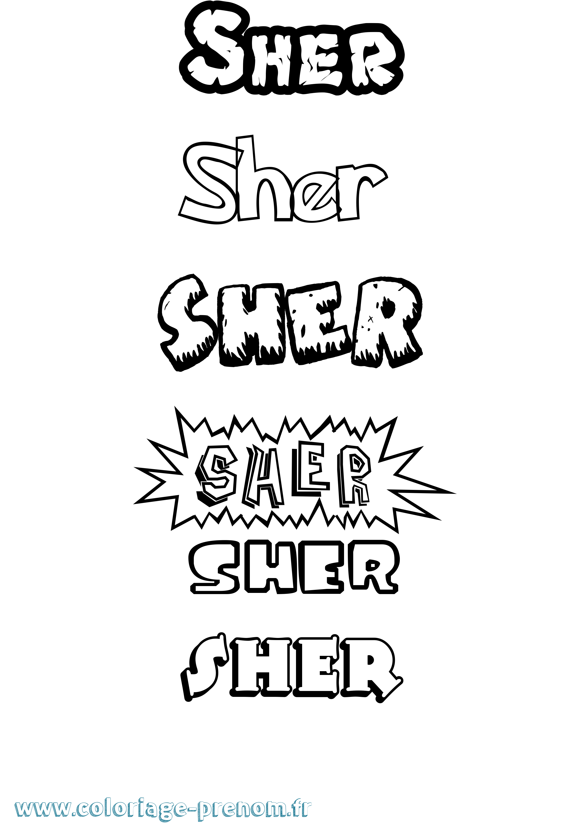 Coloriage Sher Dessin Animé Coloriage prénom Sher Dessin Animé