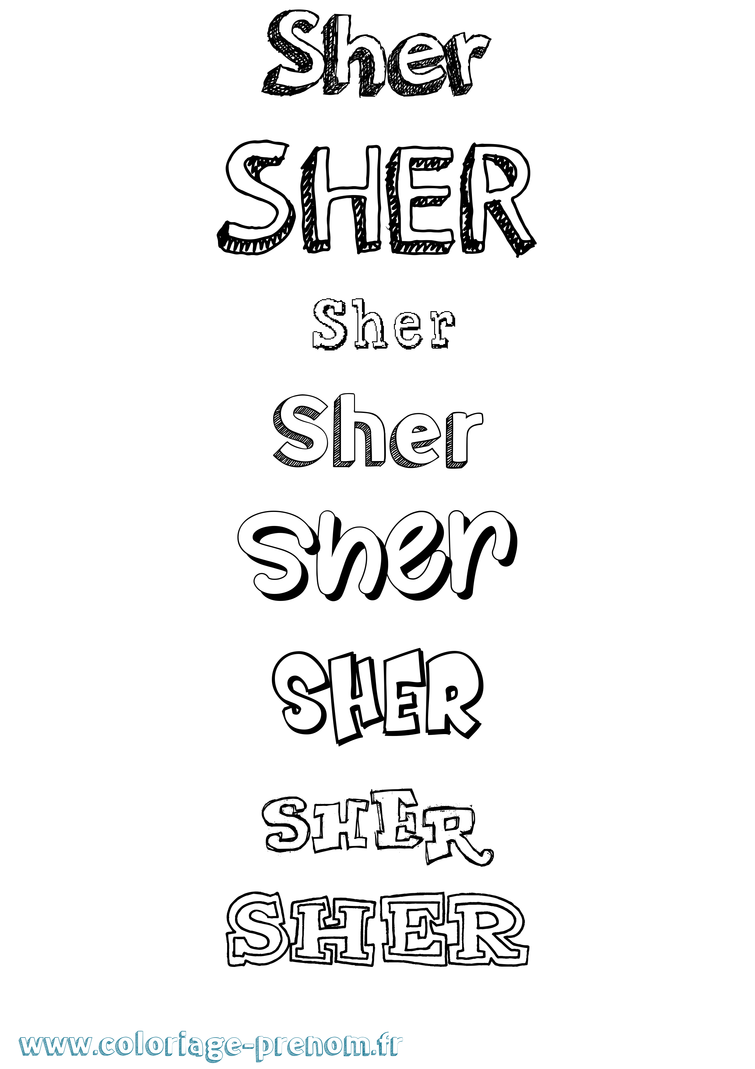 Coloriage Sher Dessiné Coloriage prénom Sher Dessiné