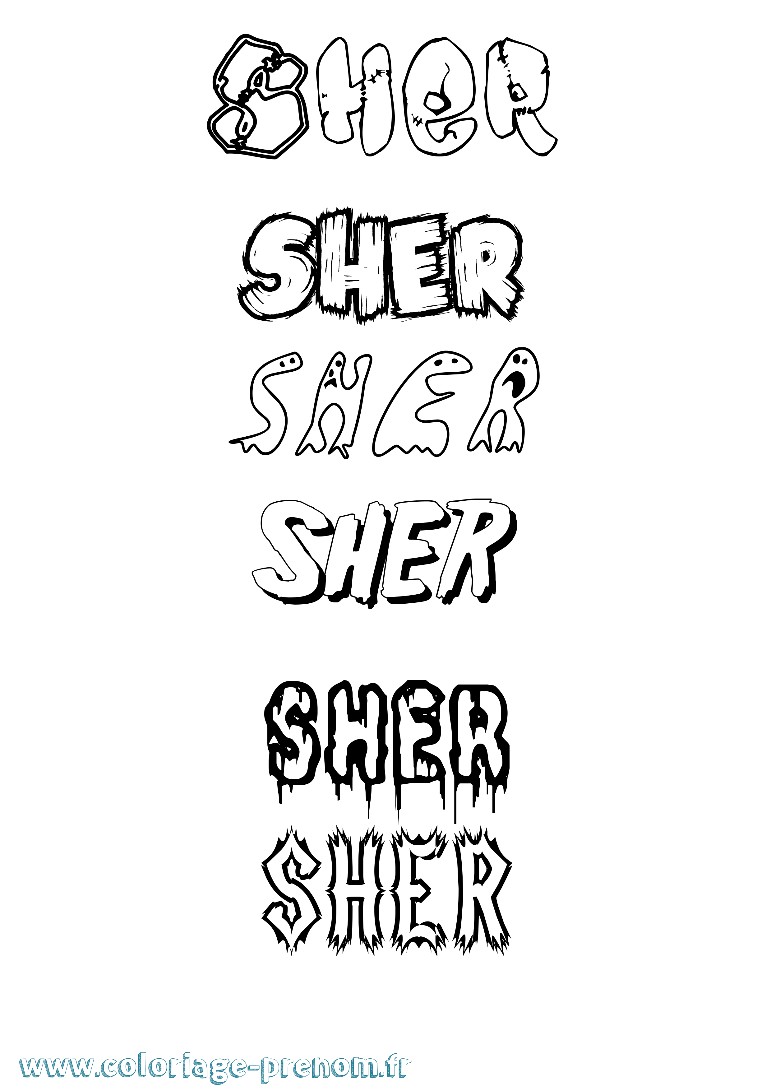 Coloriage Sher Frisson Coloriage prénom Sher Frisson