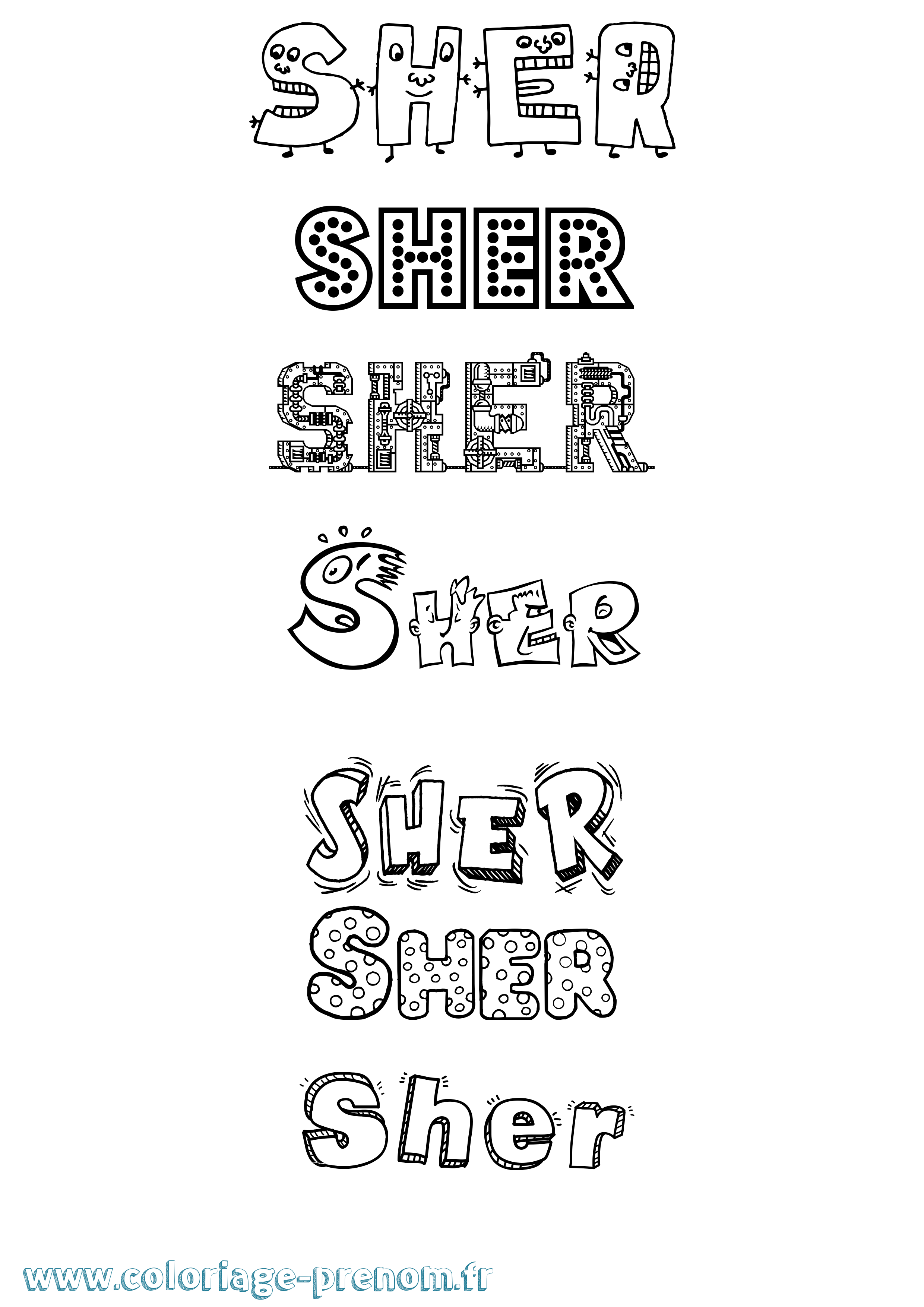 Coloriage Sher Fun Coloriage prénom Sher Fun