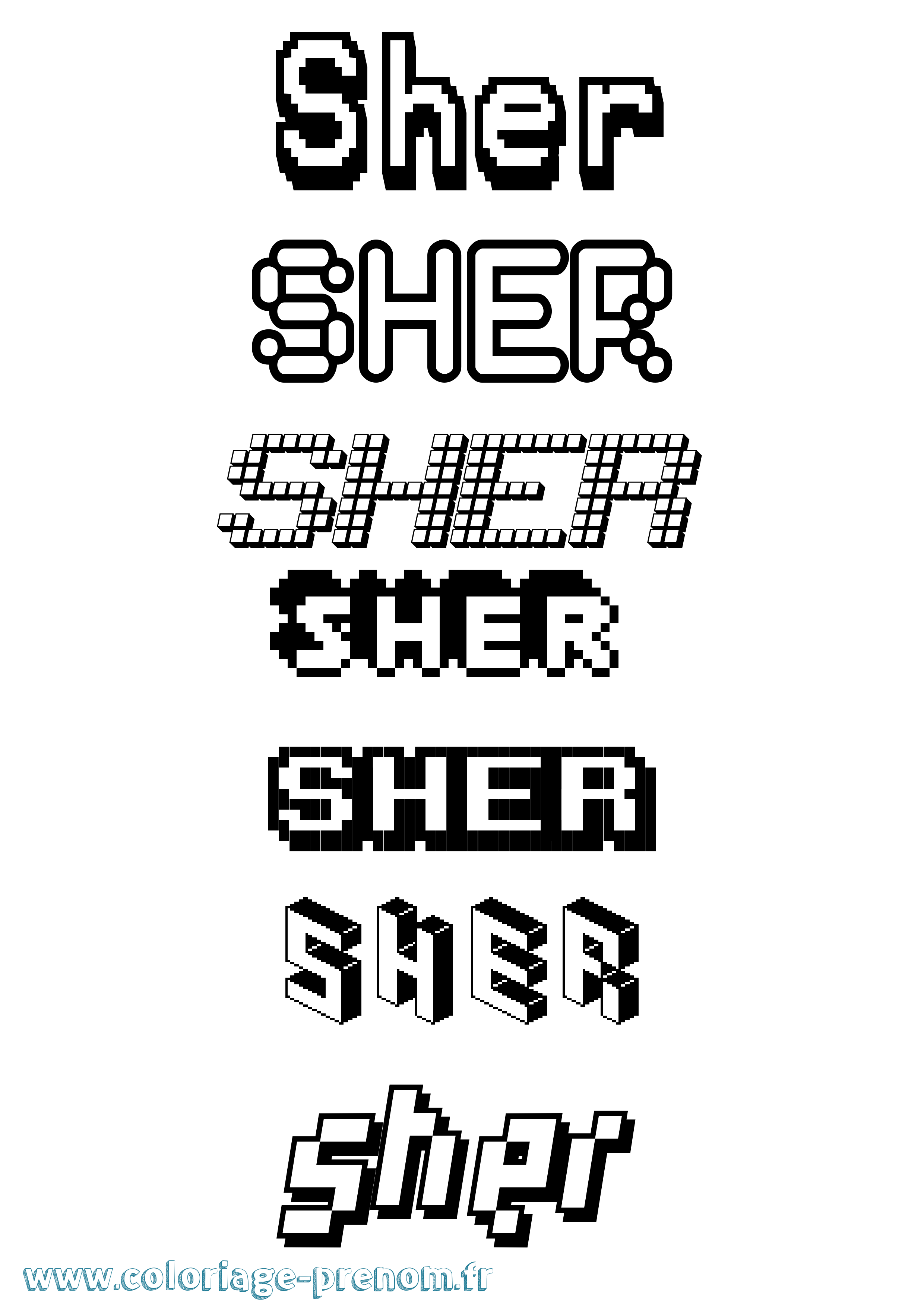 Coloriage Sher Pixel Coloriage prénom Sher Pixel