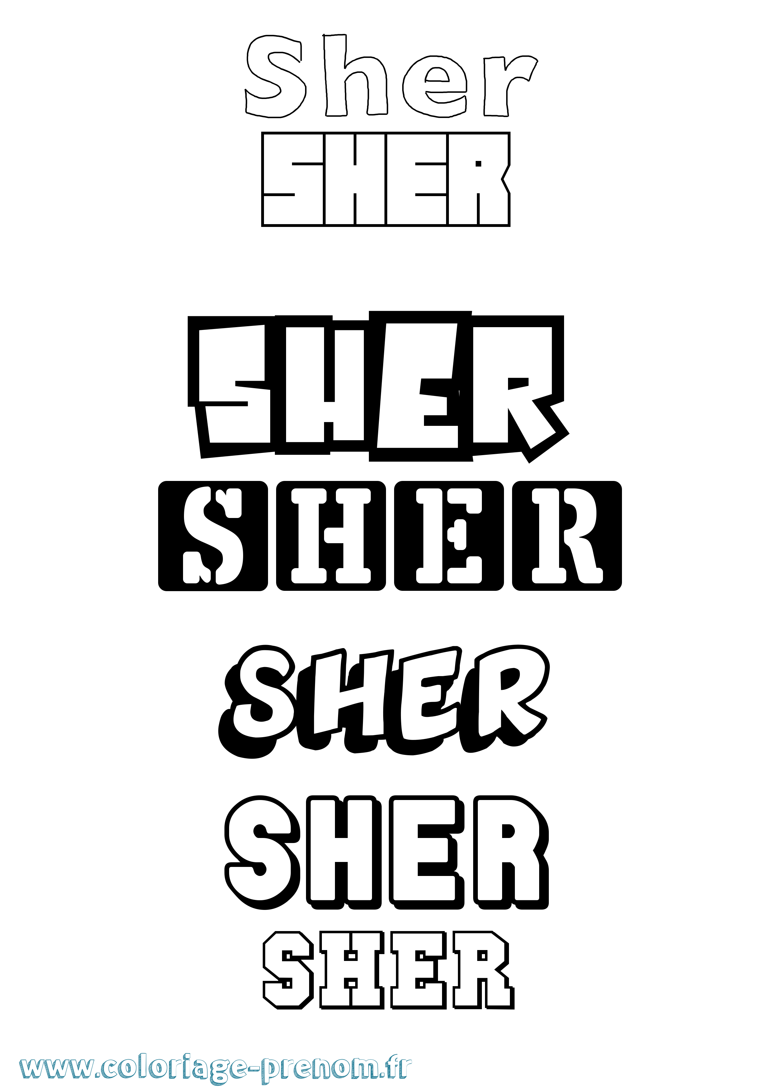 Coloriage Sher Simple Coloriage prénom Sher Simple