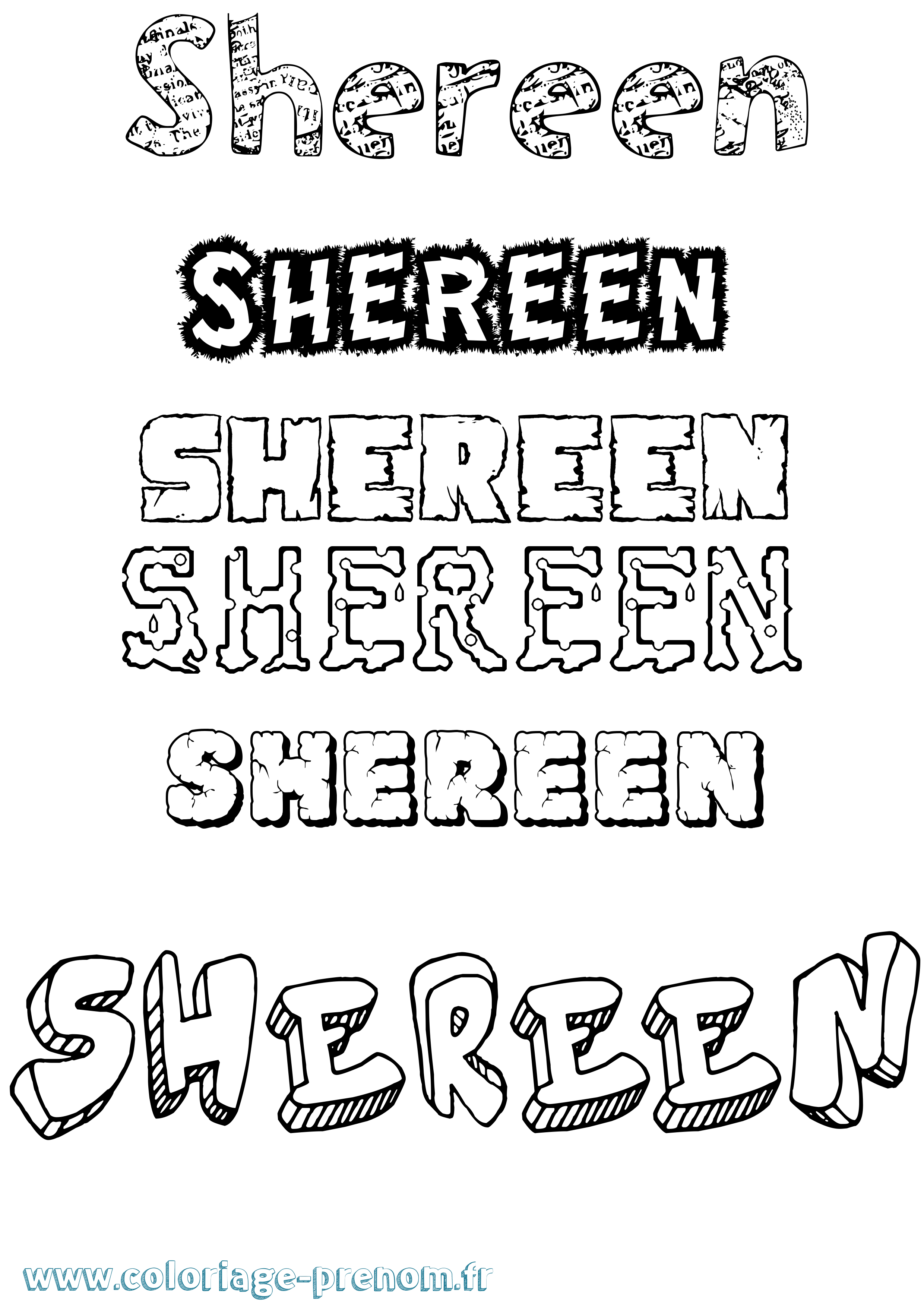 Coloriage Shereen Destructuré Coloriage prénom Shereen Destructuré