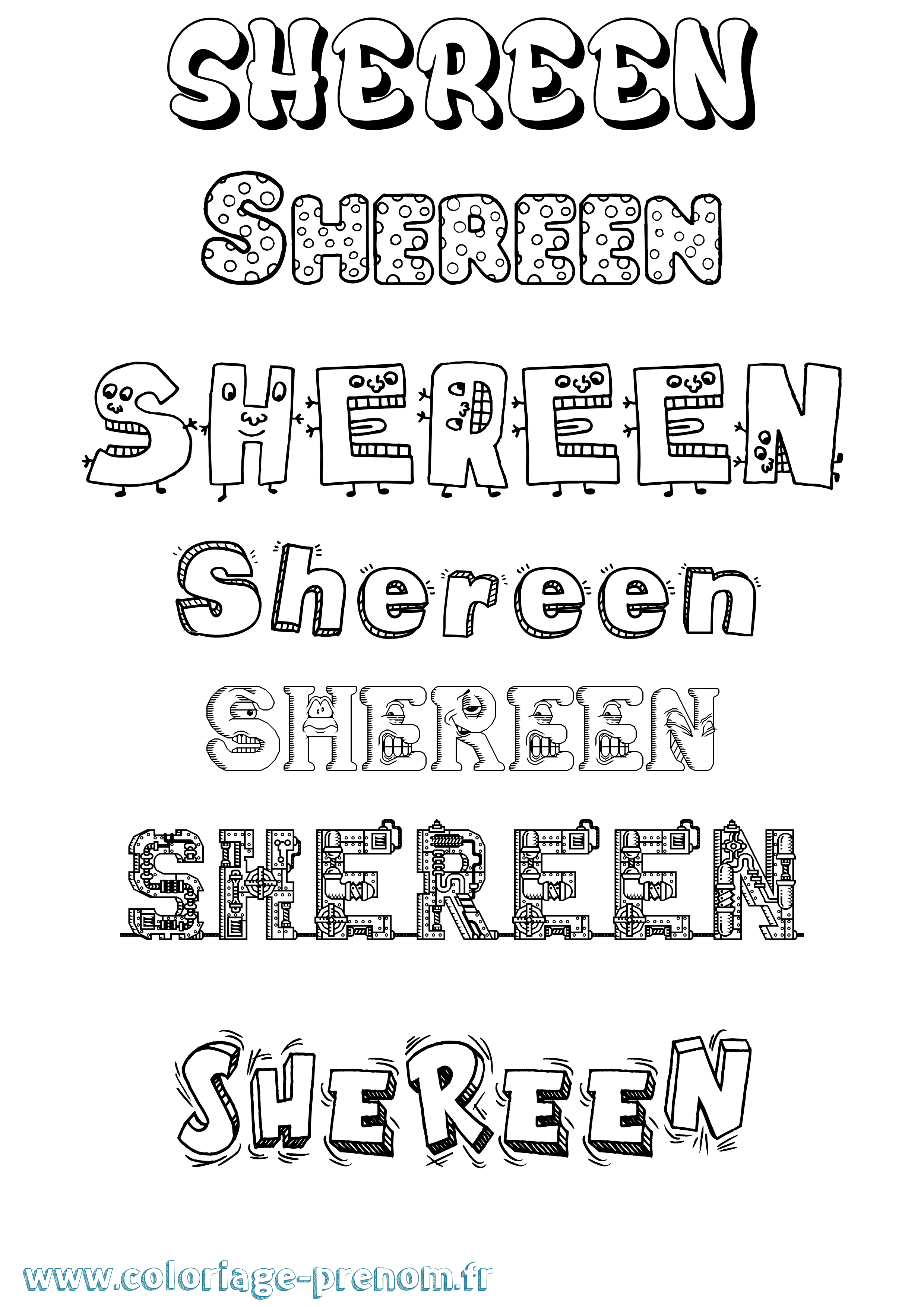 Coloriage Shereen Fun Coloriage prénom Shereen Fun