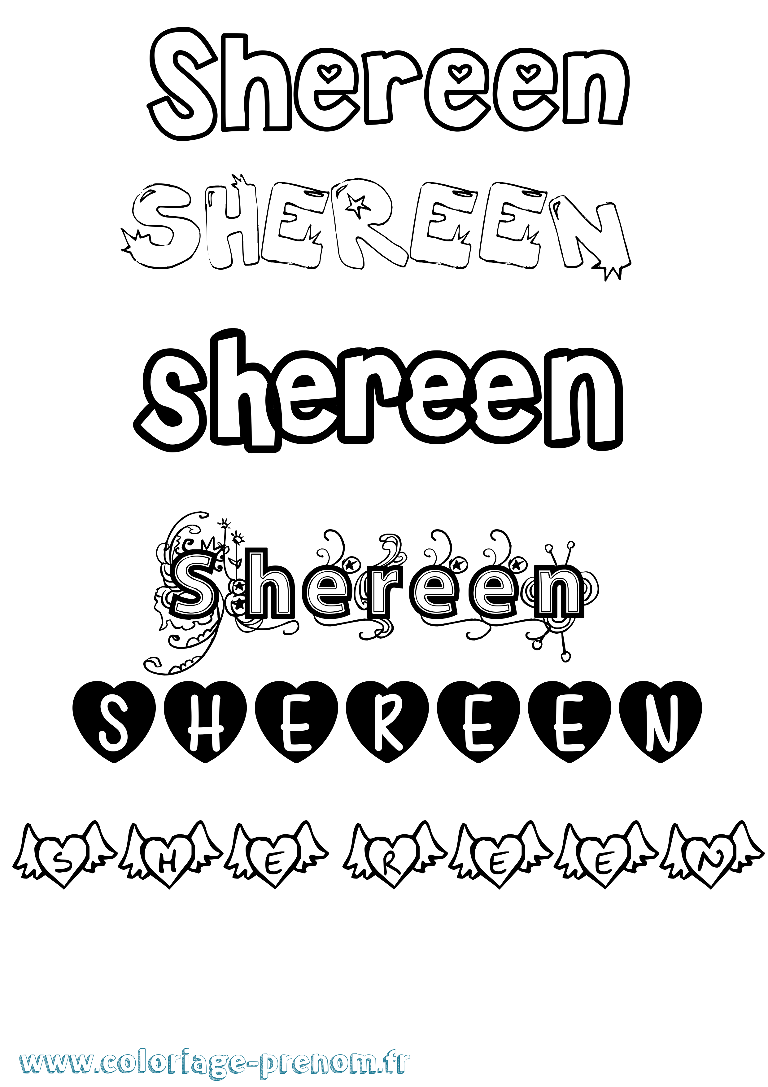Coloriage Shereen Girly Coloriage prénom Shereen Girly