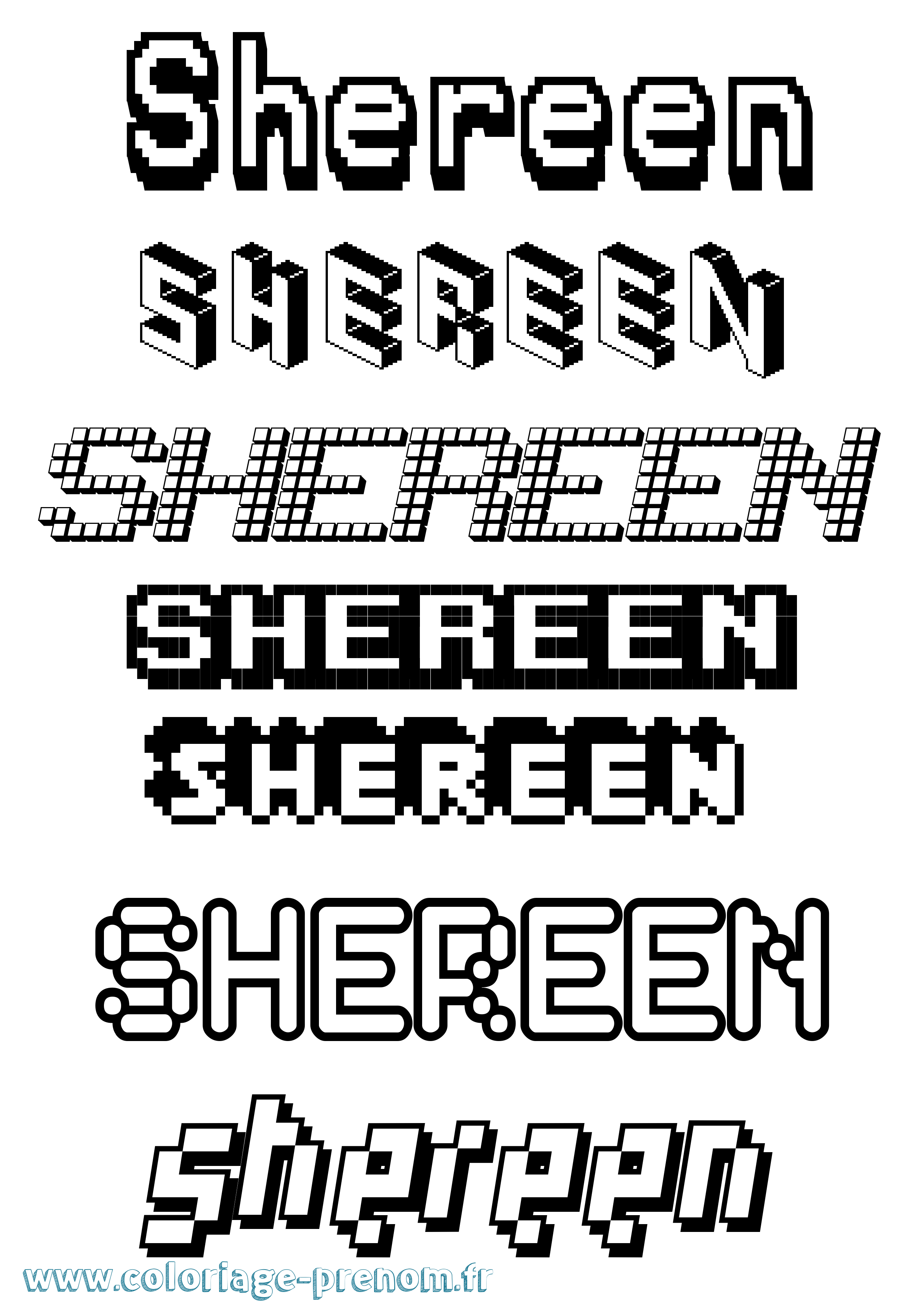 Coloriage Shereen Pixel Coloriage prénom Shereen Pixel
