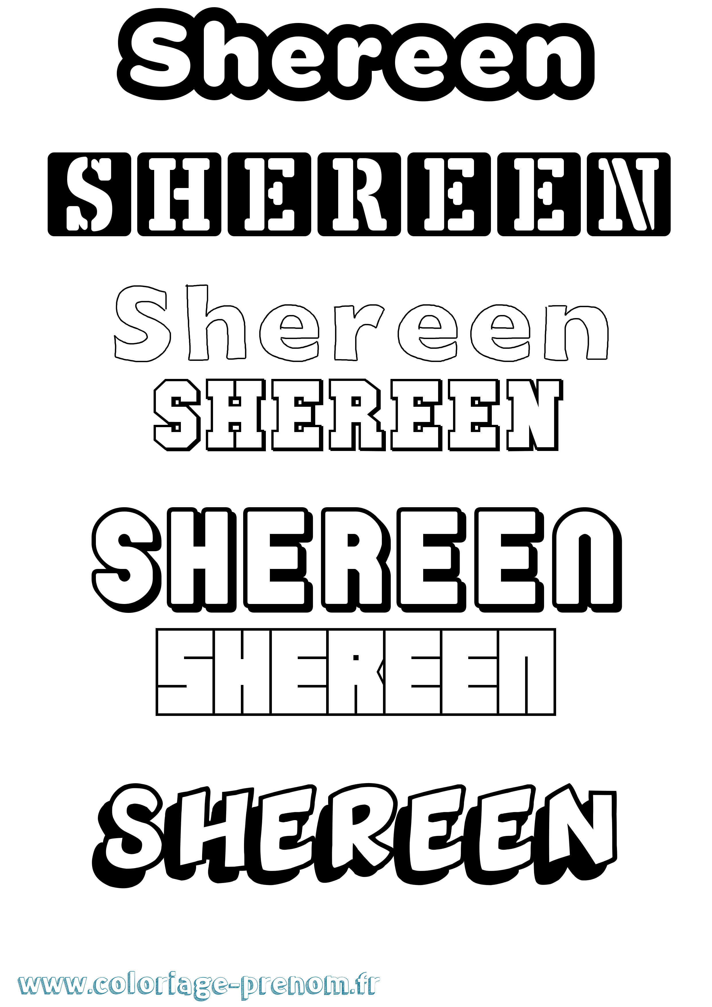 Coloriage Shereen Simple Coloriage prénom Shereen Simple