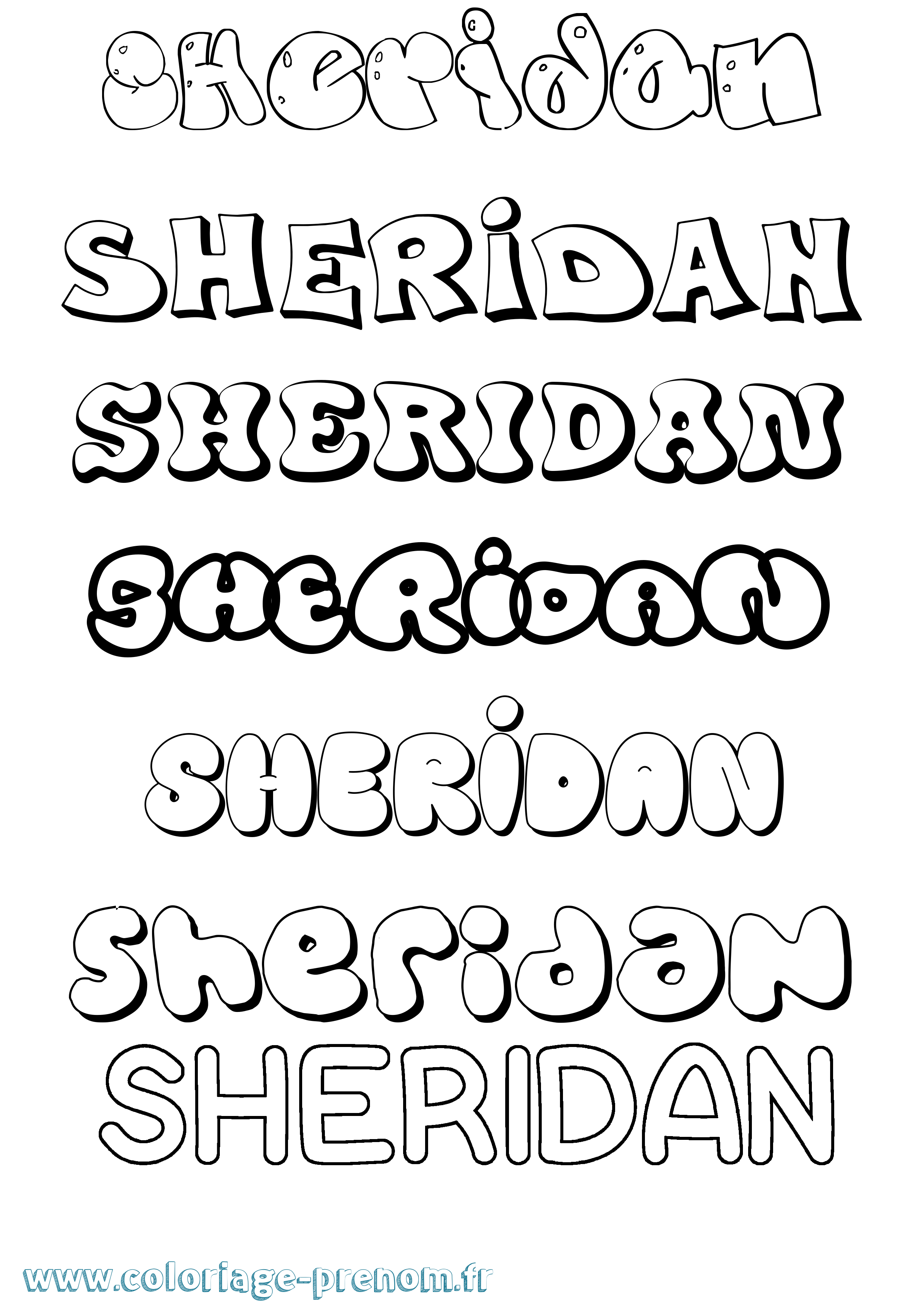 Coloriage Sheridan Bubble Coloriage prénom Sheridan Bubble
