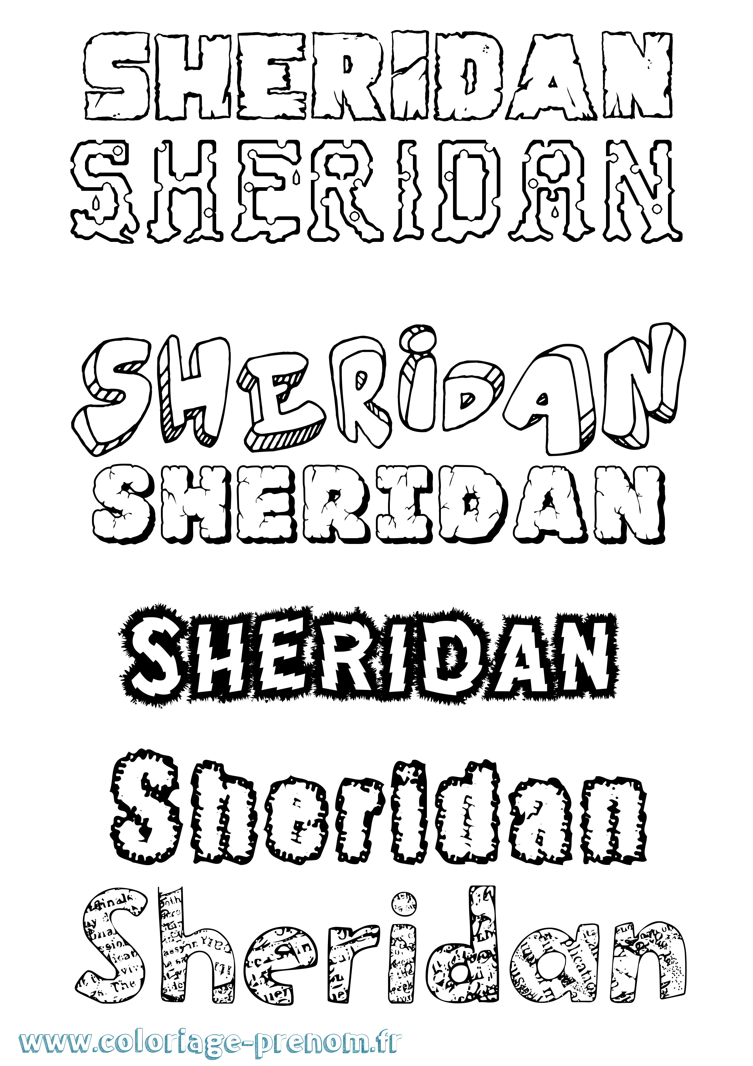 Coloriage Sheridan Destructuré Coloriage prénom Sheridan Destructuré