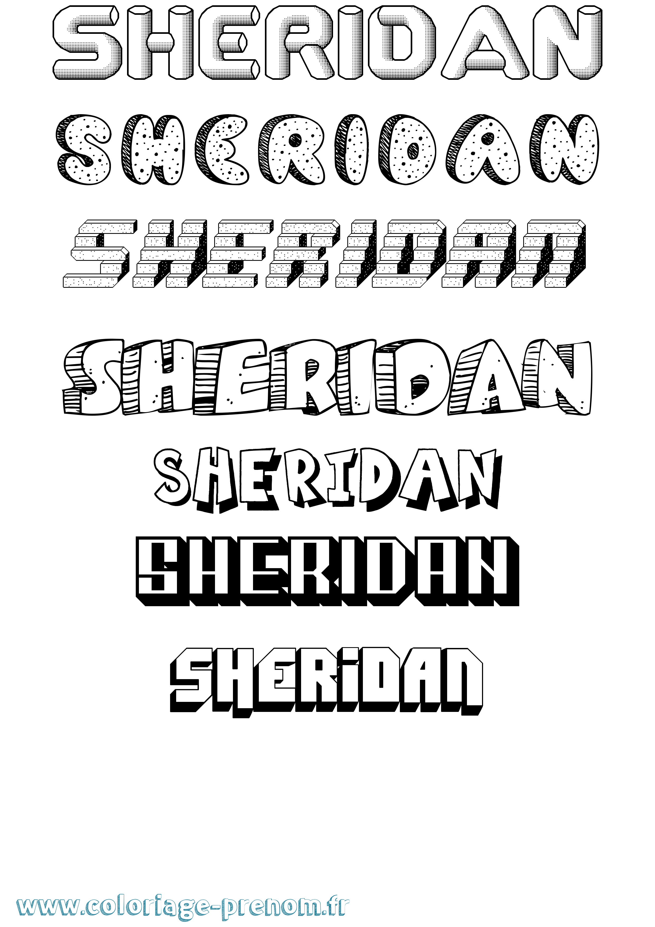 Coloriage Sheridan Effet 3D Coloriage prénom Sheridan Effet 3D