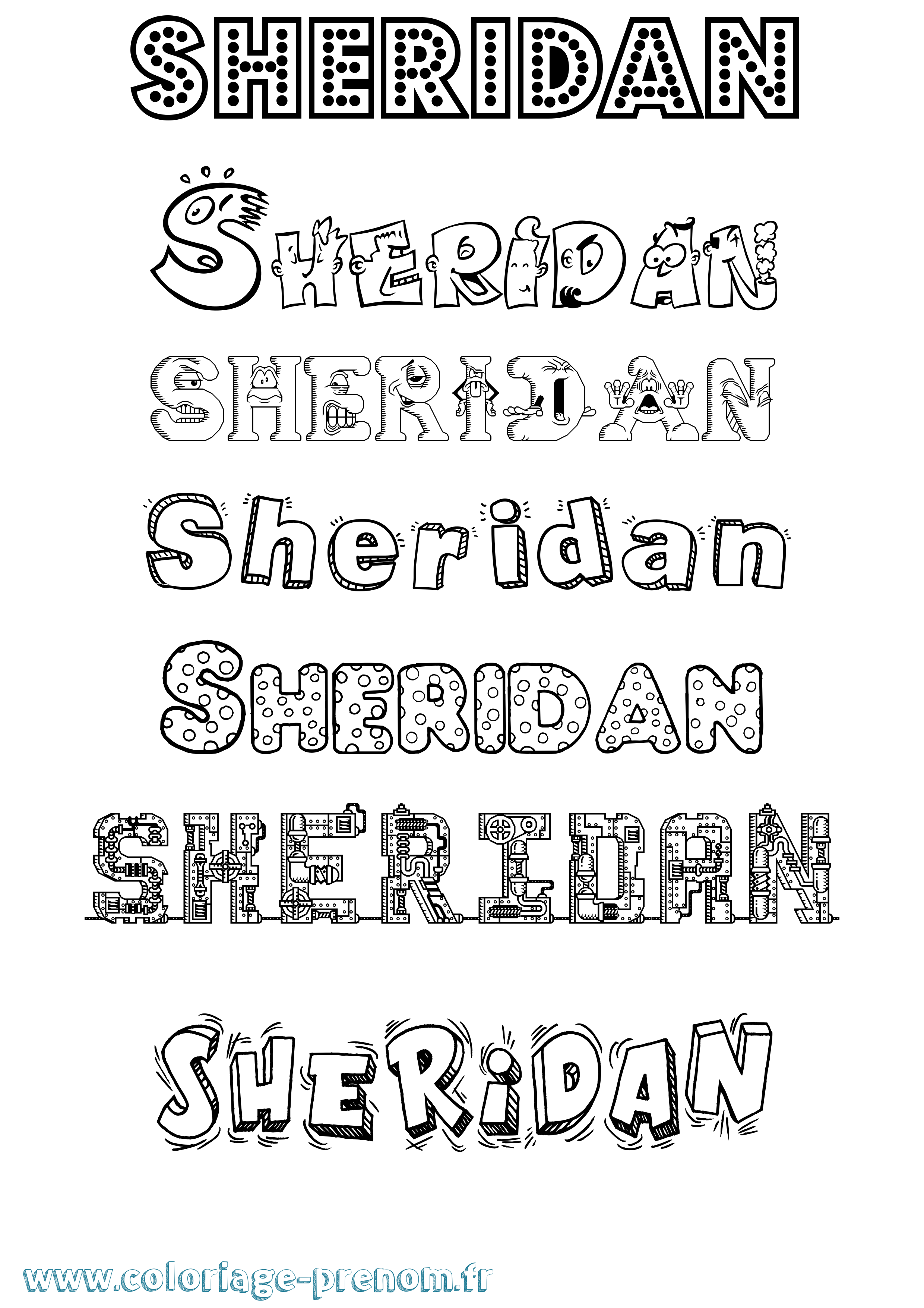 Coloriage Sheridan Fun Coloriage prénom Sheridan Fun