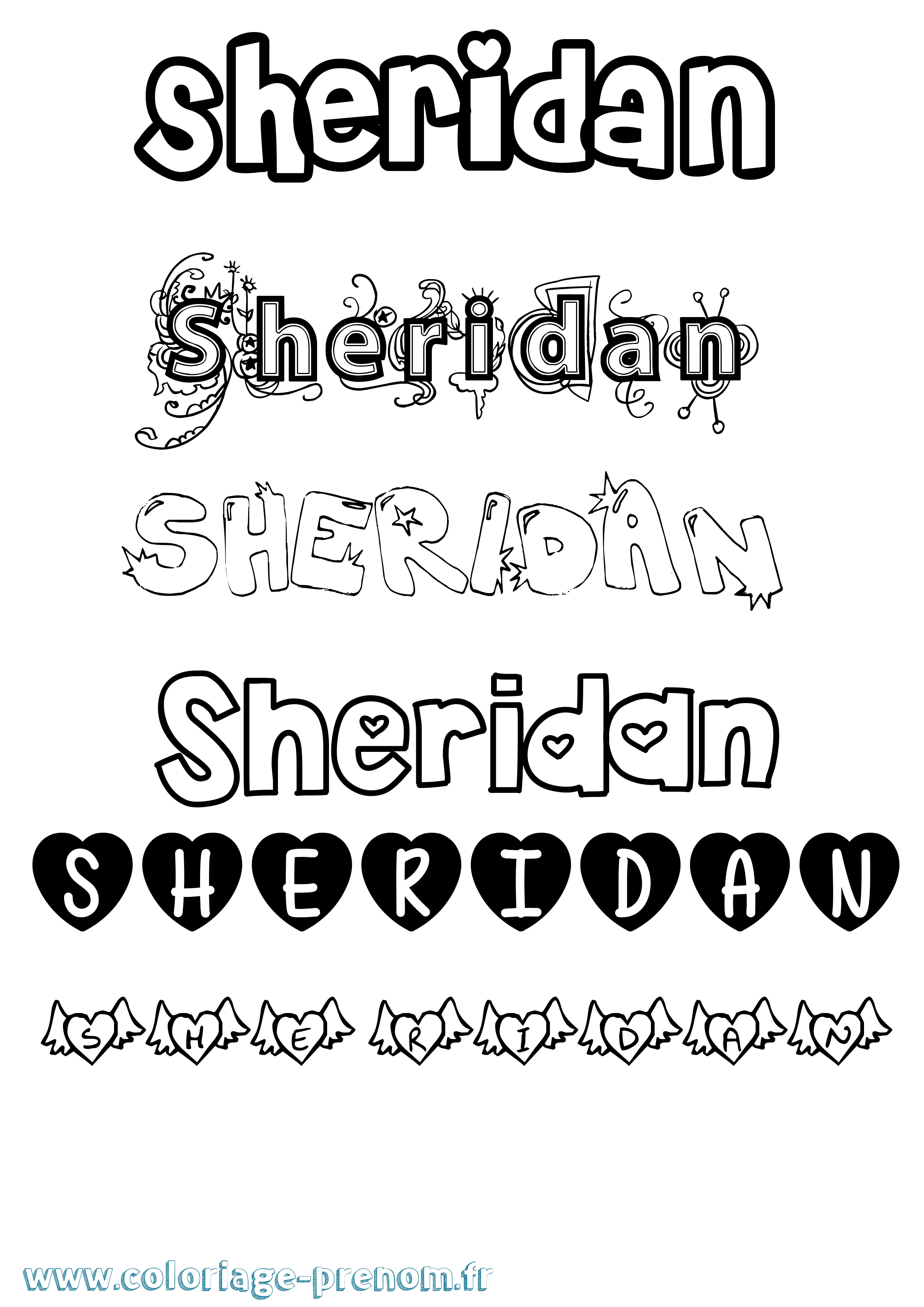 Coloriage Sheridan Girly Coloriage prénom Sheridan Girly
