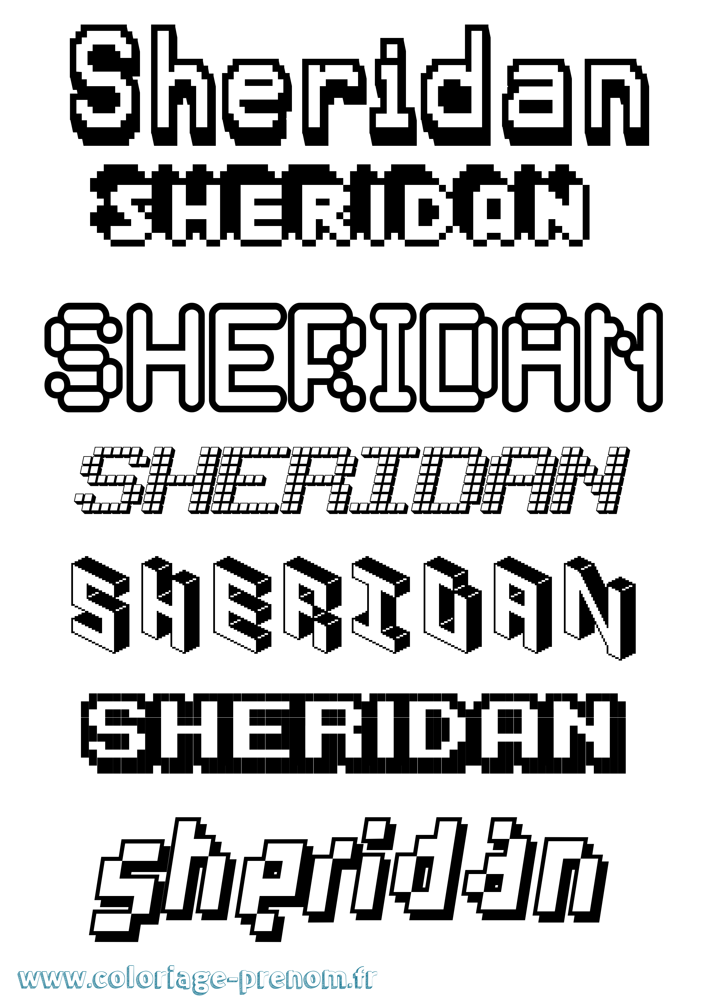 Coloriage Sheridan Pixel Coloriage prénom Sheridan Pixel