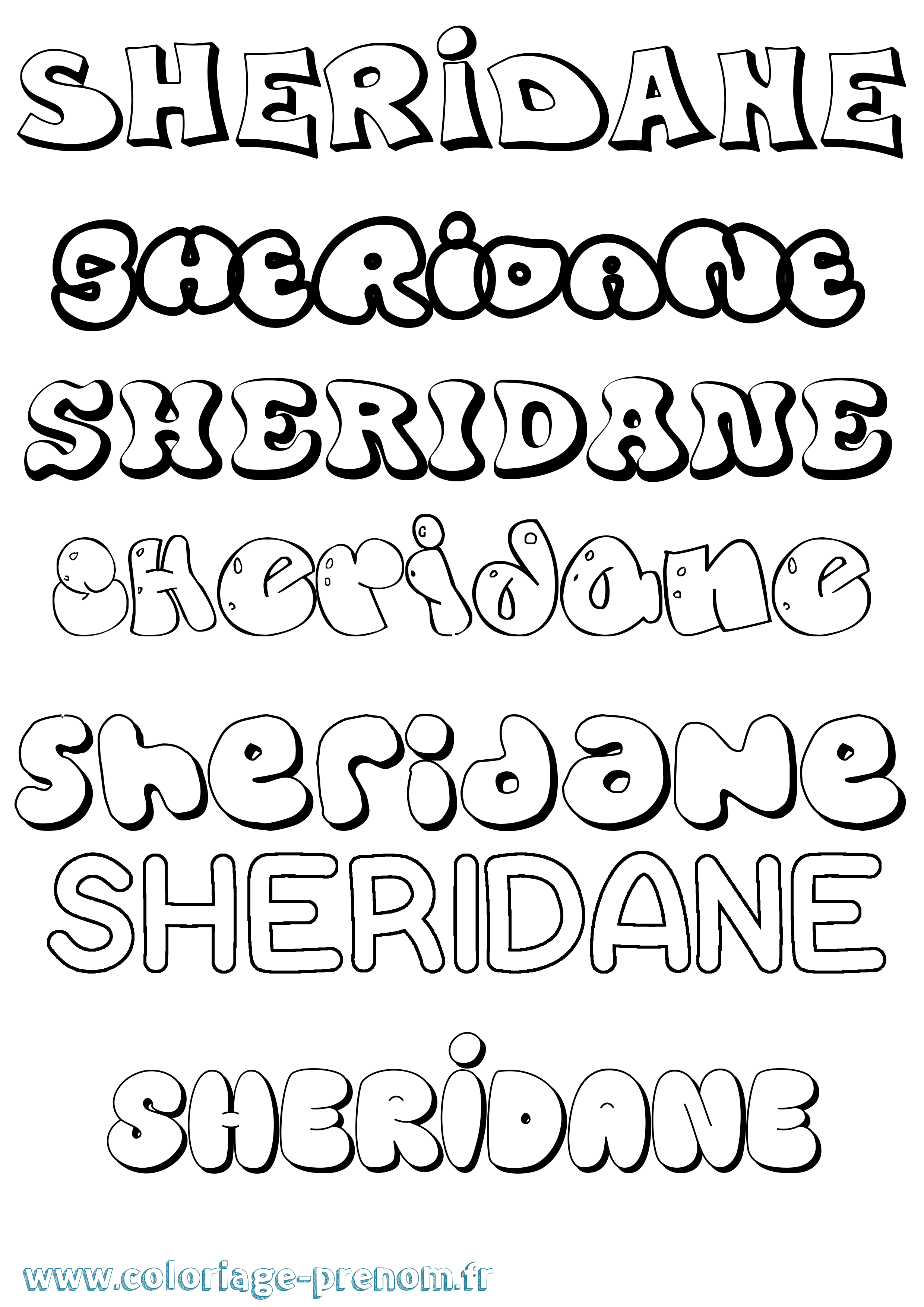 Coloriage Sheridane Bubble Coloriage prénom Sheridane Bubble