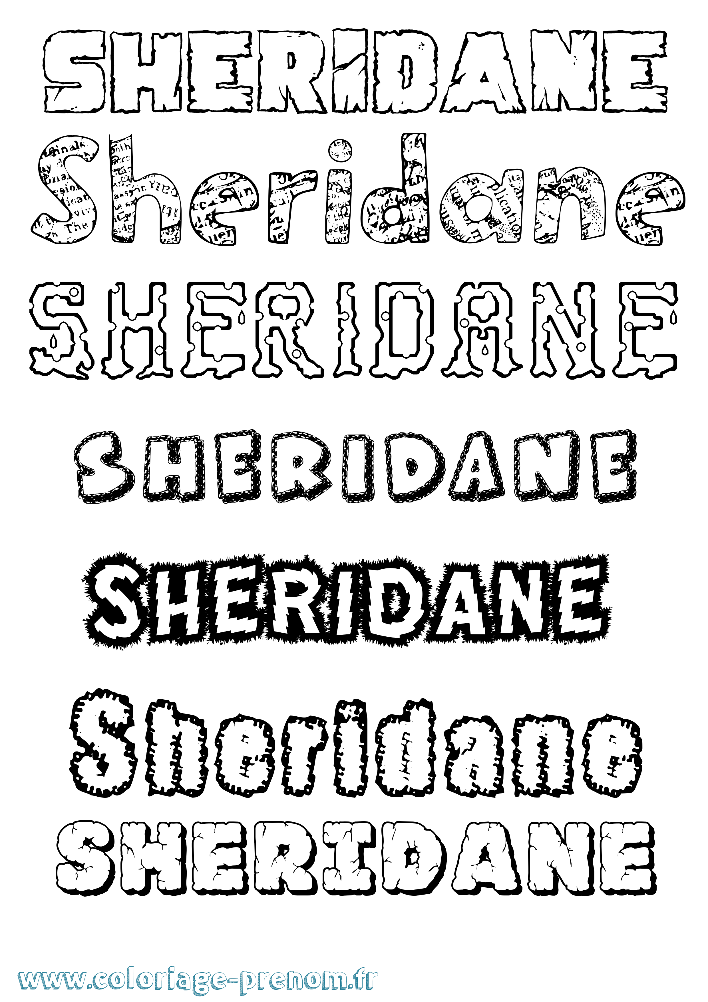 Coloriage Sheridane Destructuré Coloriage prénom Sheridane Destructuré