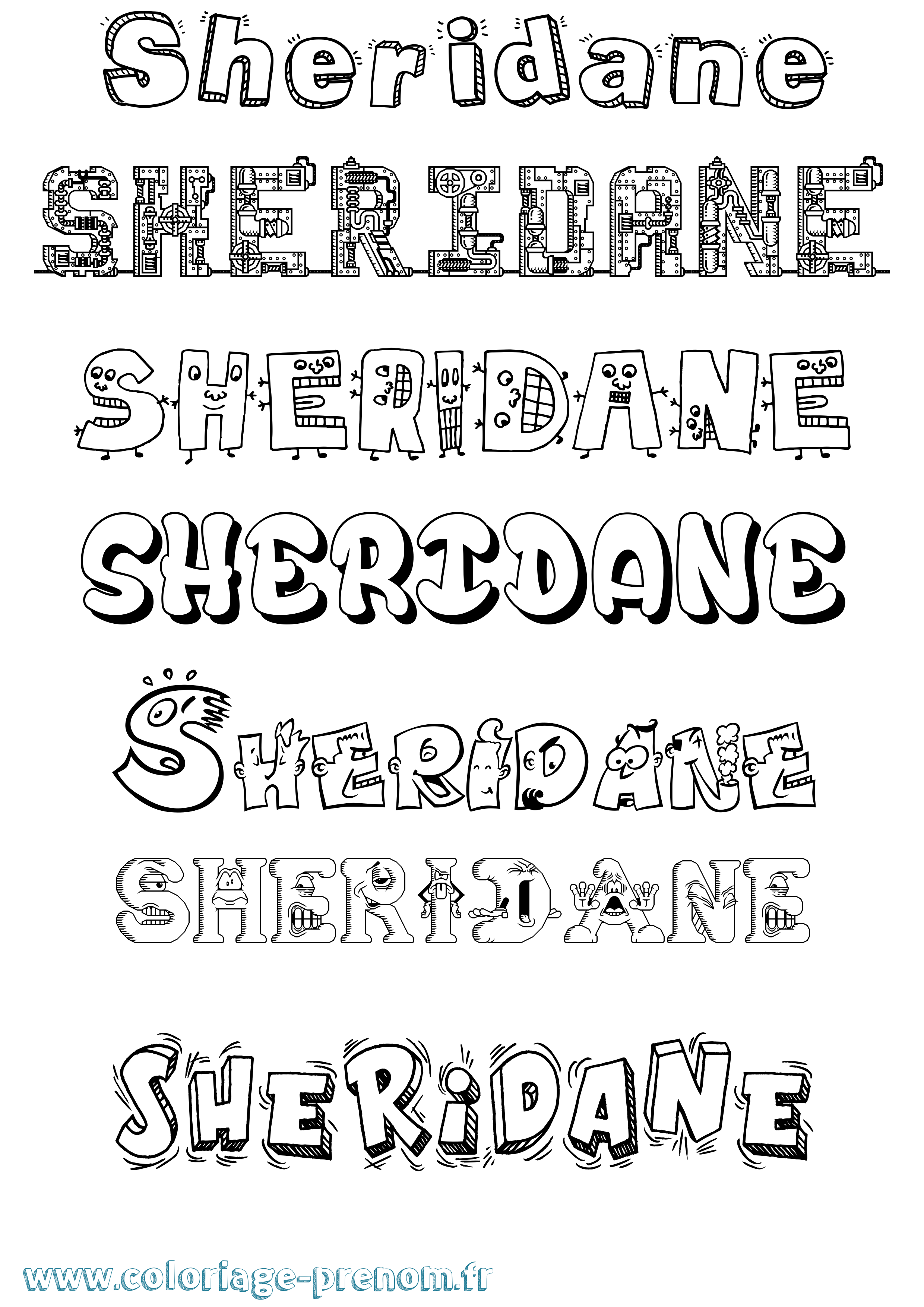 Coloriage Sheridane Fun Coloriage prénom Sheridane Fun
