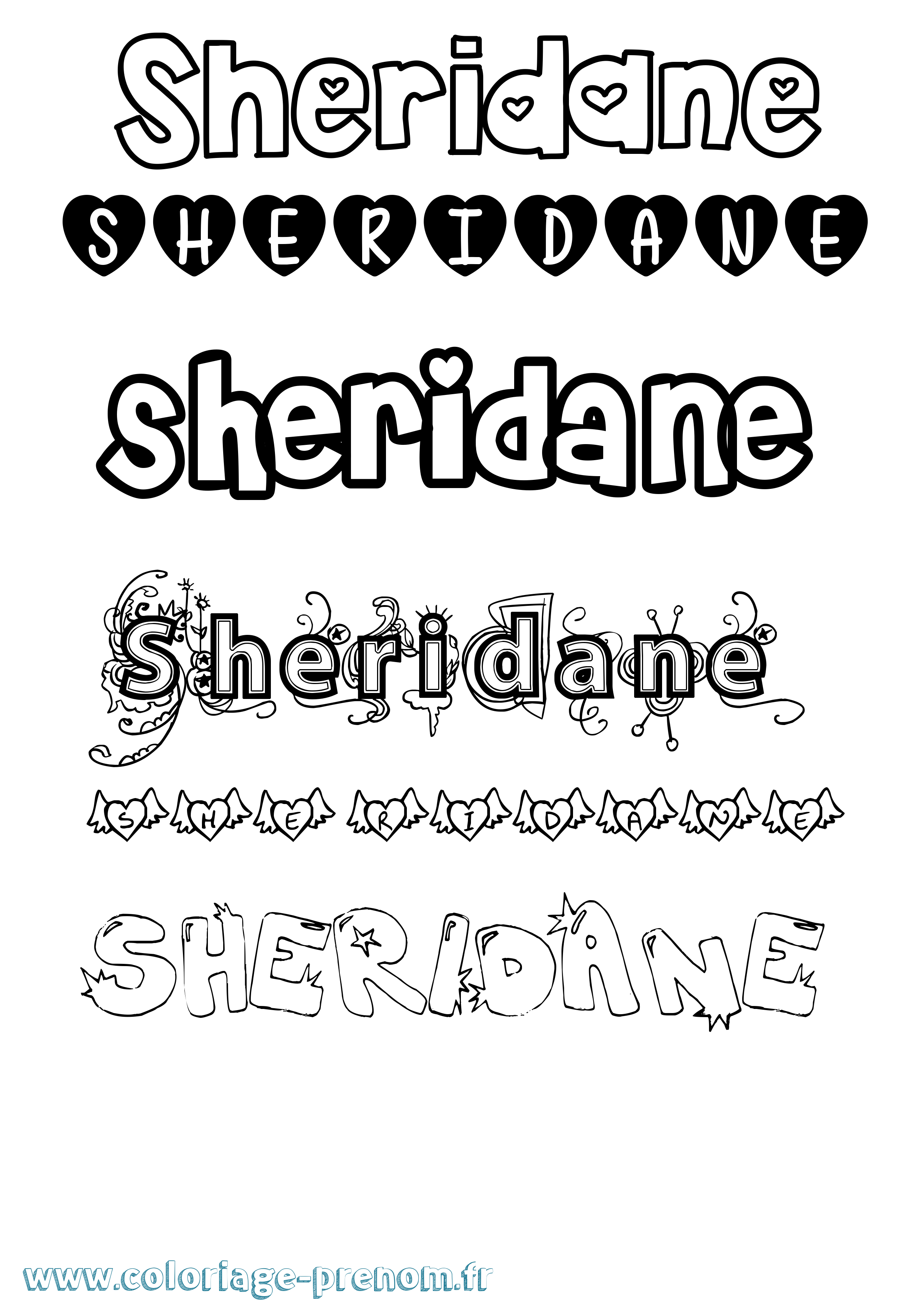 Coloriage Sheridane Girly Coloriage prénom Sheridane Girly