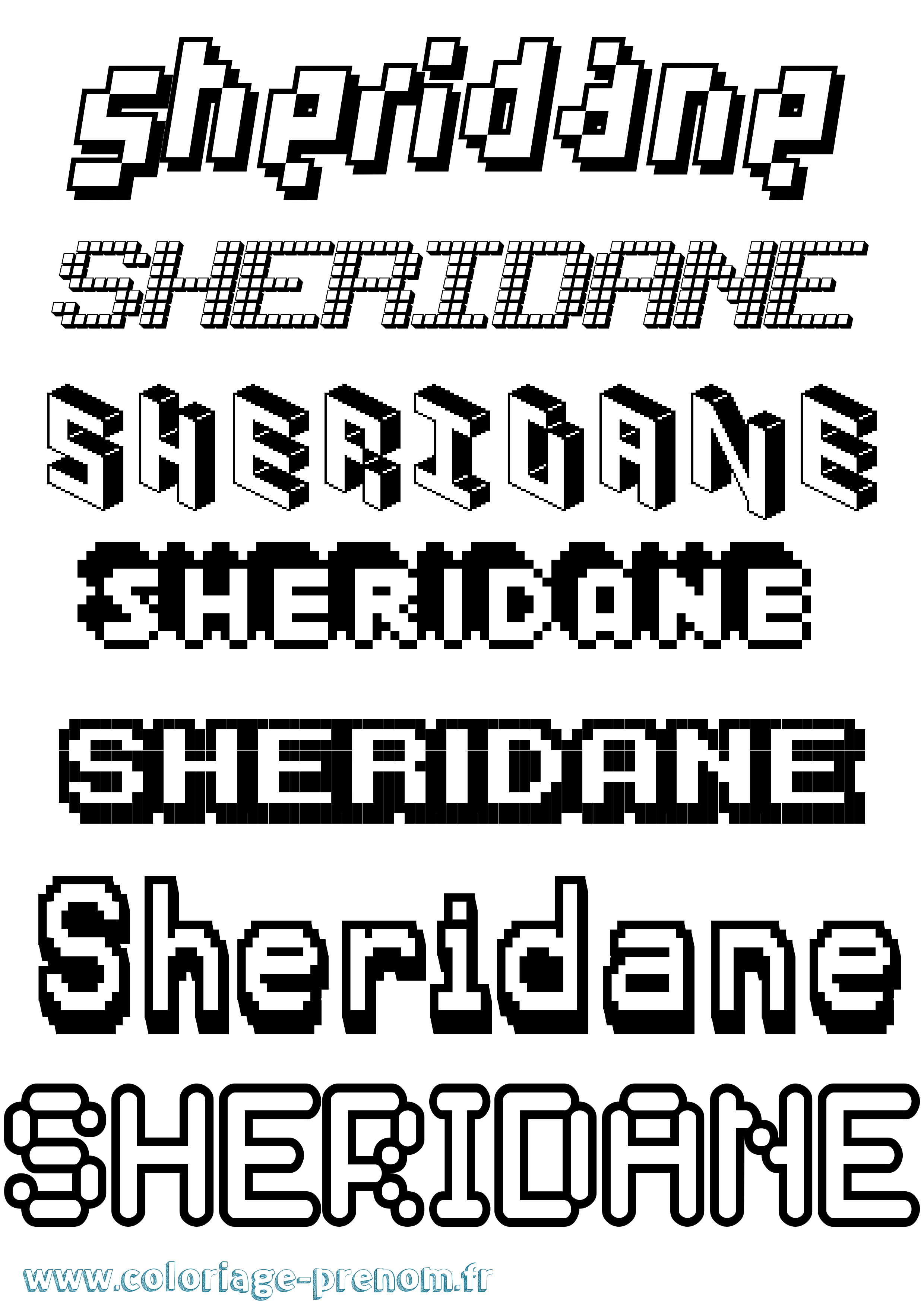 Coloriage Sheridane Pixel Coloriage prénom Sheridane Pixel