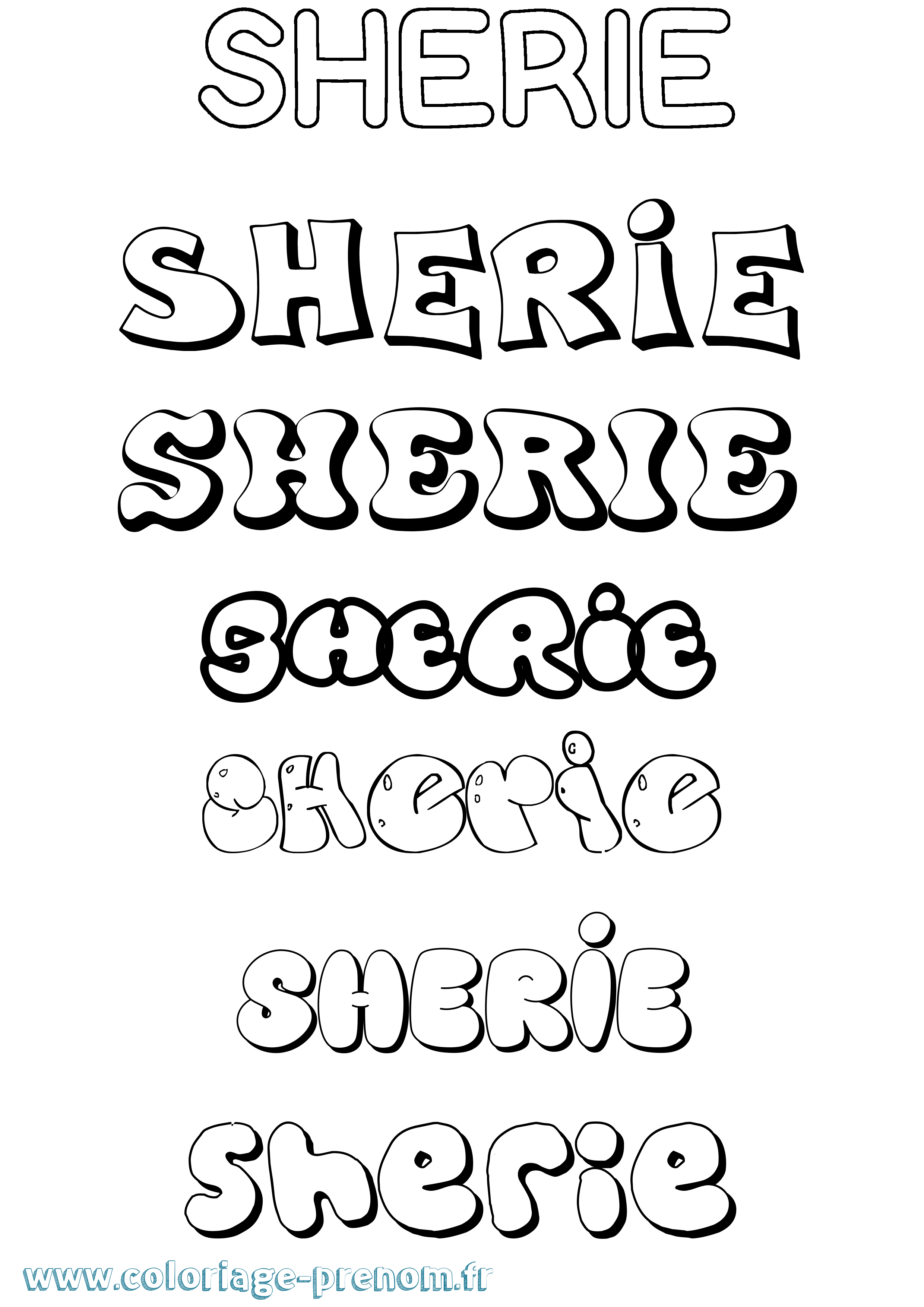 Coloriage Sherie Bubble Coloriage prénom Sherie Bubble